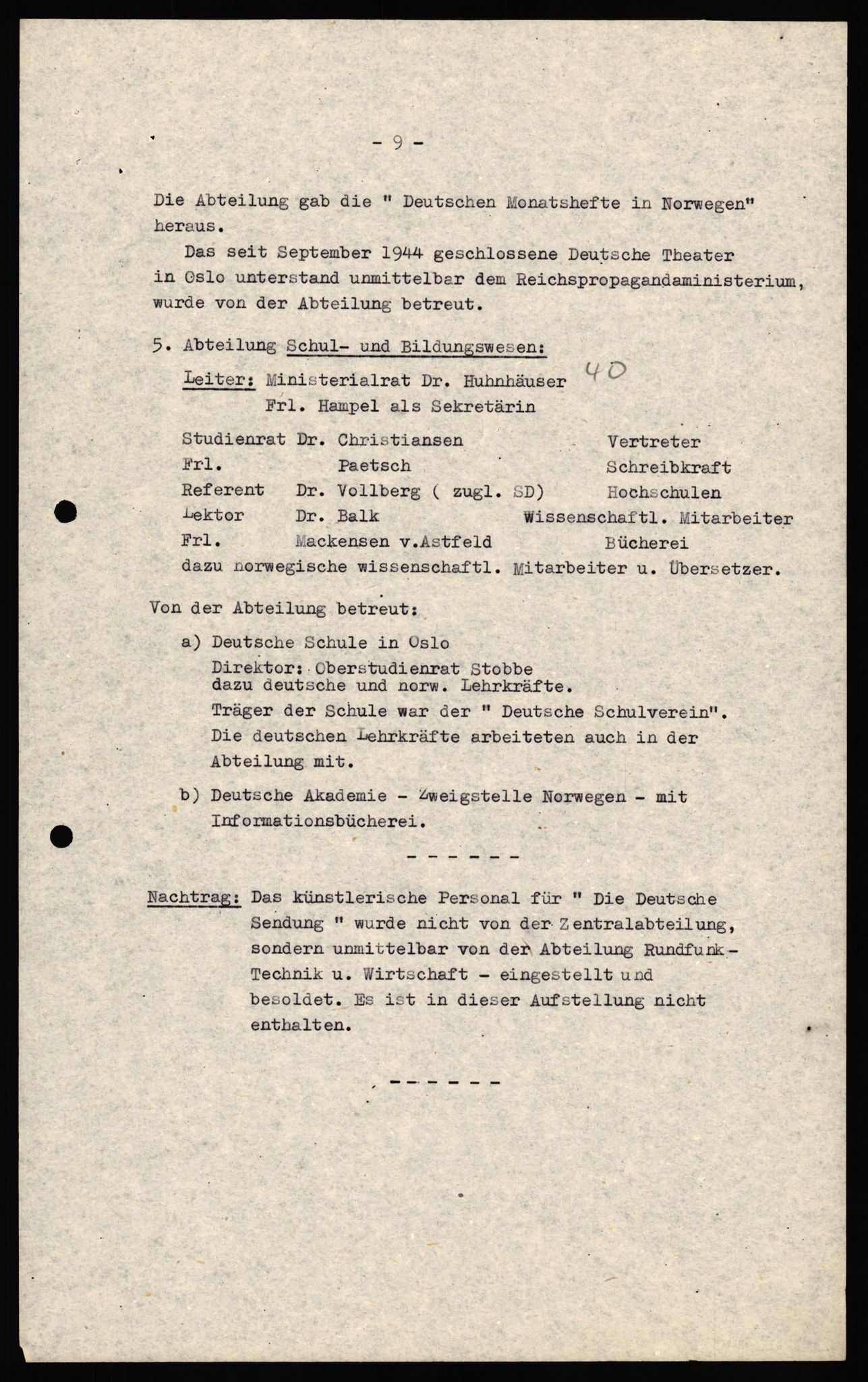 Forsvaret, Forsvarets overkommando II, AV/RA-RAFA-3915/D/Db/L0035: CI Questionaires. Tyske okkupasjonsstyrker i Norge. Tyskere., 1945-1946, p. 50