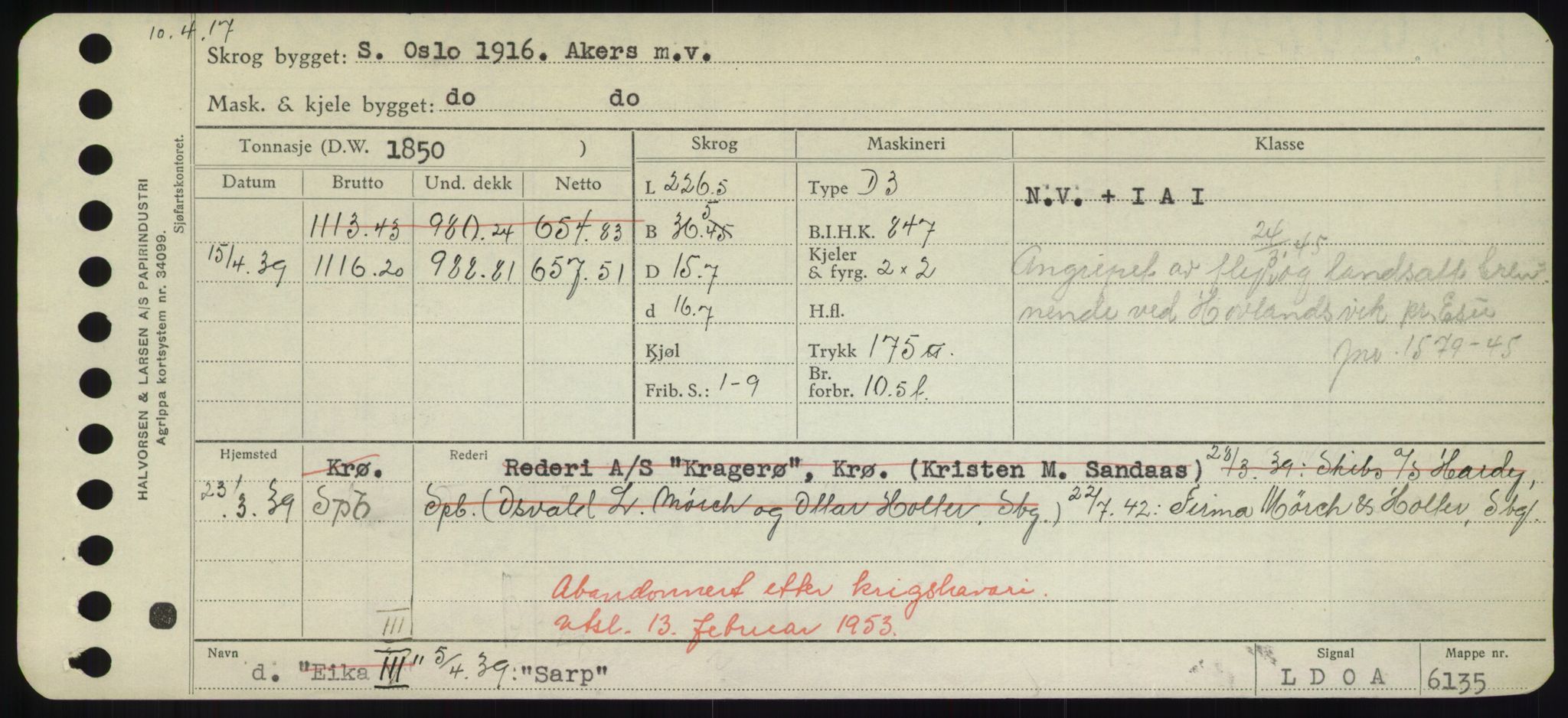 Sjøfartsdirektoratet med forløpere, Skipsmålingen, RA/S-1627/H/Hd/L0032: Fartøy, San-Seve, p. 201