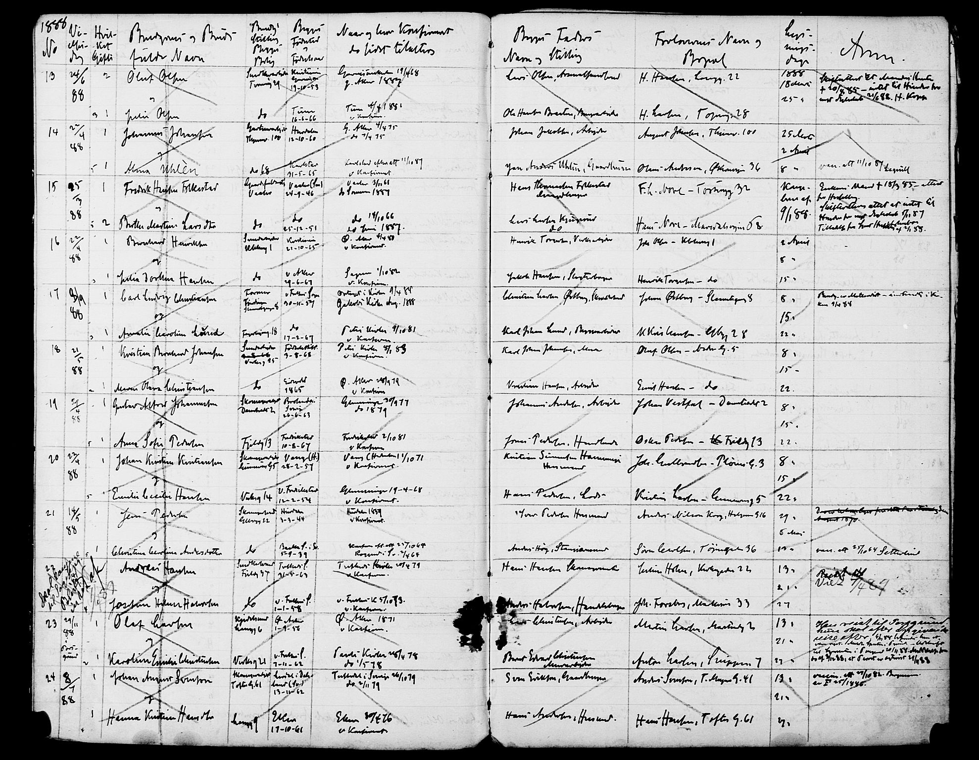 Petrus prestekontor Kirkebøker, SAO/A-10872/H/Ha/L0001: Banns register no. 1, 1888-1895