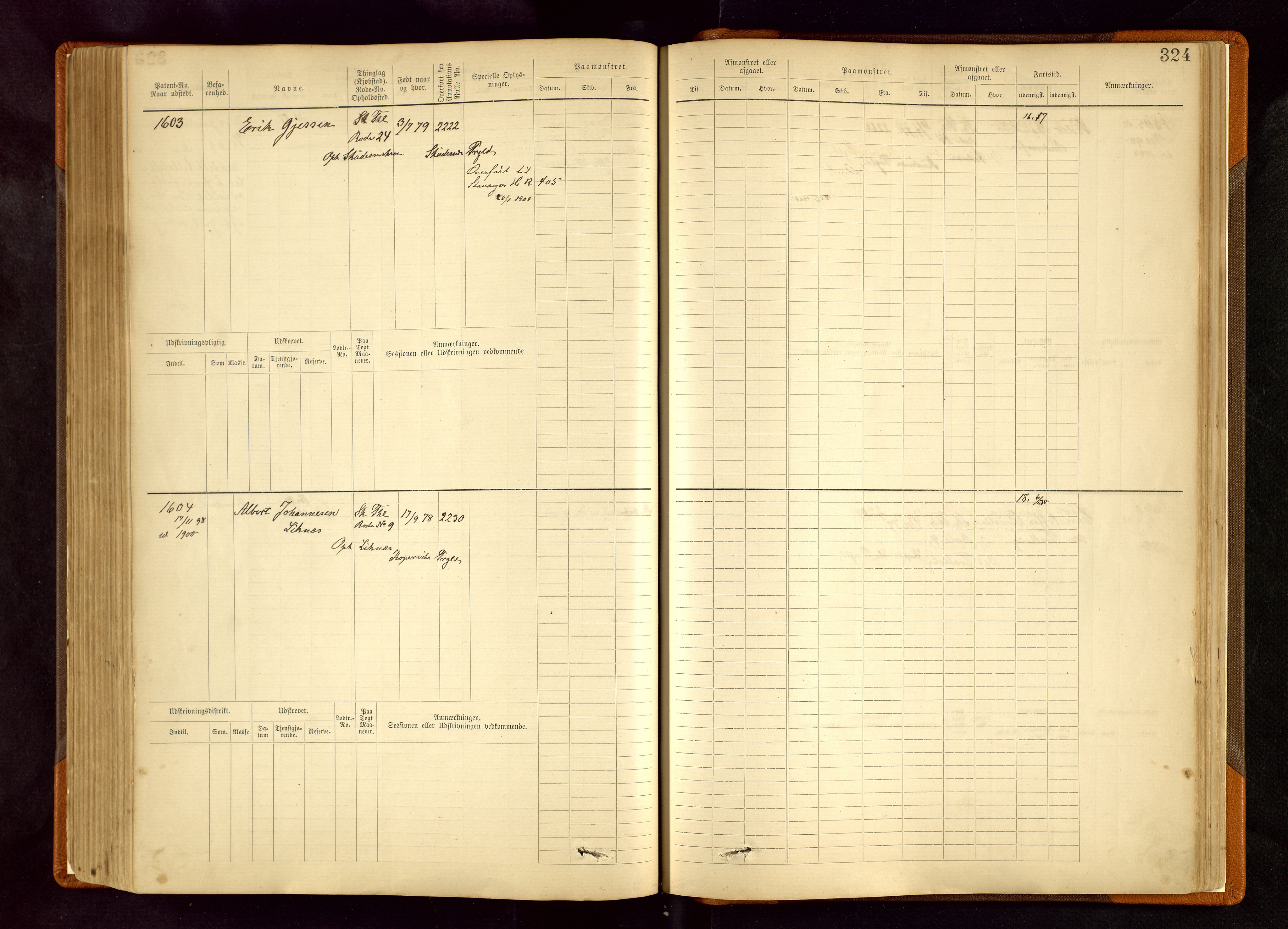 Haugesund sjømannskontor, SAST/A-102007/F/Fb/Fbb/L0003: Sjøfartsrulle Skudenes kretsnr. 965-2440, 1881-1948, p. 324