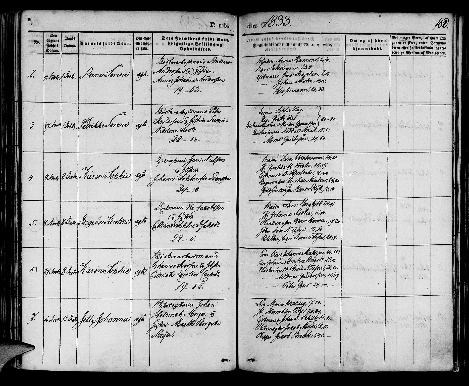 Korskirken sokneprestembete, AV/SAB-A-76101/H/Haa/L0015: Parish register (official) no. B 1, 1833-1841, p. 162