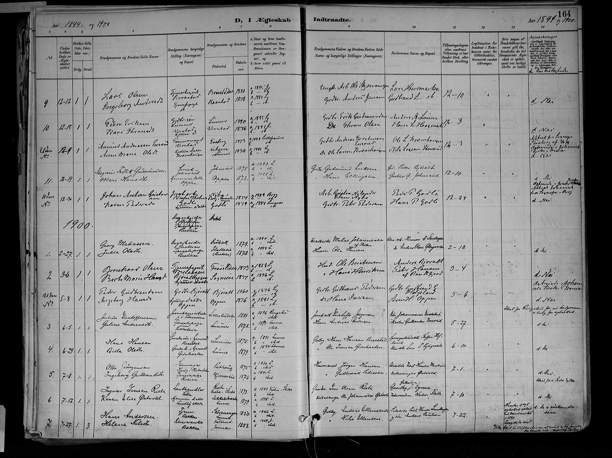 Jevnaker prestekontor, AV/SAH-PREST-116/H/Ha/Haa/L0010: Parish register (official) no. 10, 1891-1906, p. 164