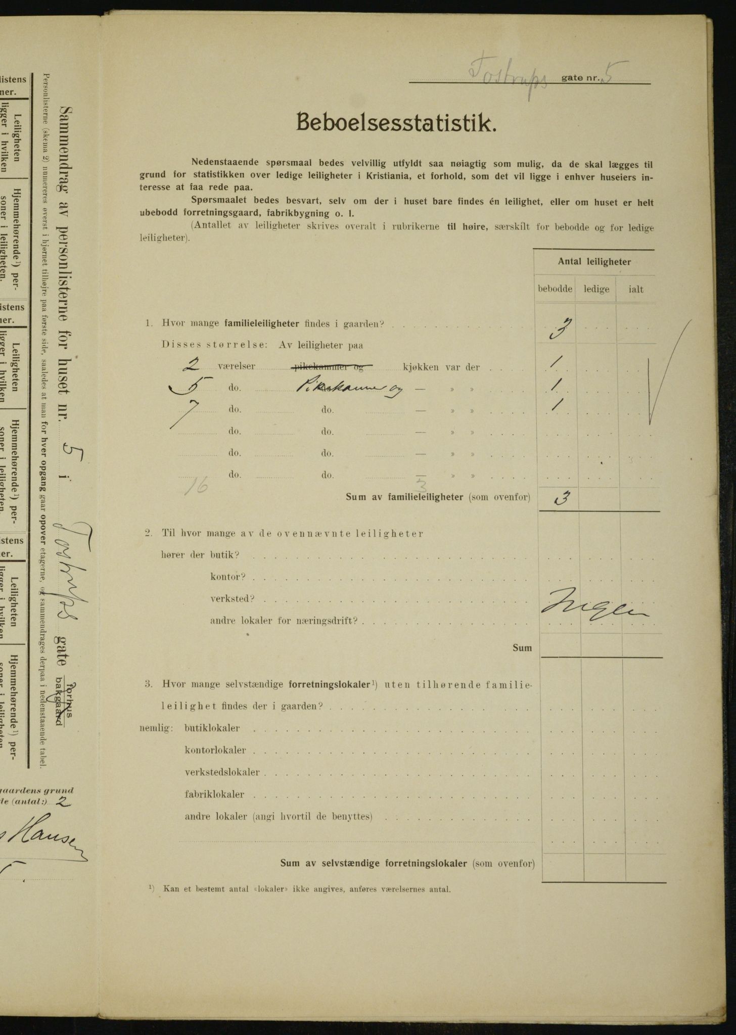 OBA, Municipal Census 1910 for Kristiania, 1910, p. 109391