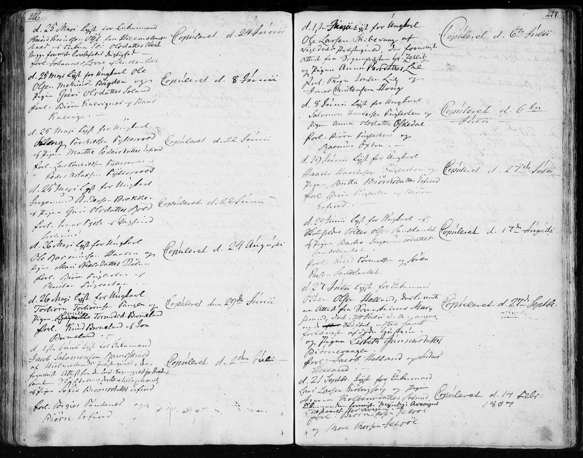 Jelsa sokneprestkontor, SAST/A-101842/01/IV: Parish register (official) no. A 4, 1796-1816, p. 226-227