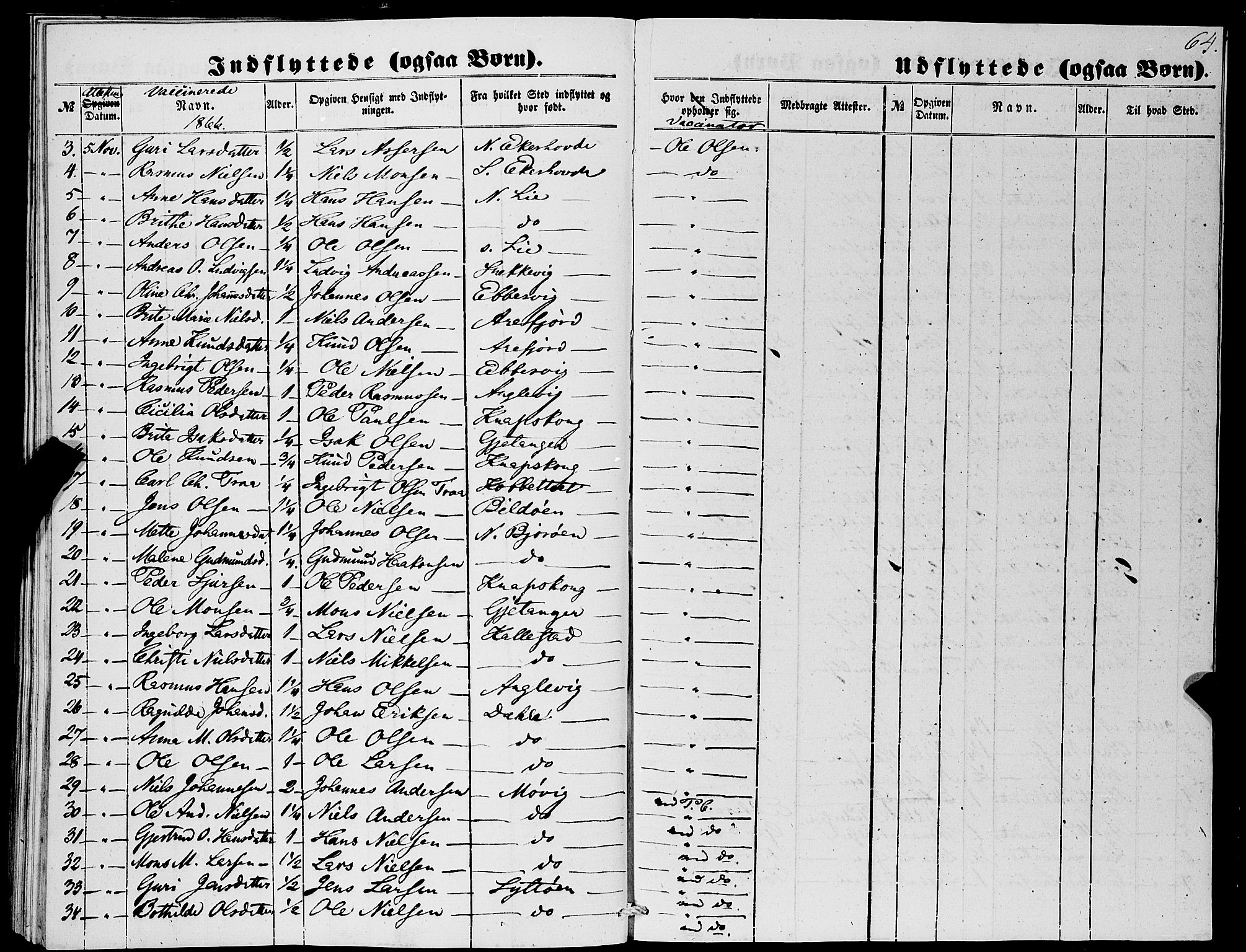 Fjell sokneprestembete, SAB/A-75301/H/Haa: Parish register (official) no. A 4, 1851-1870, p. 64