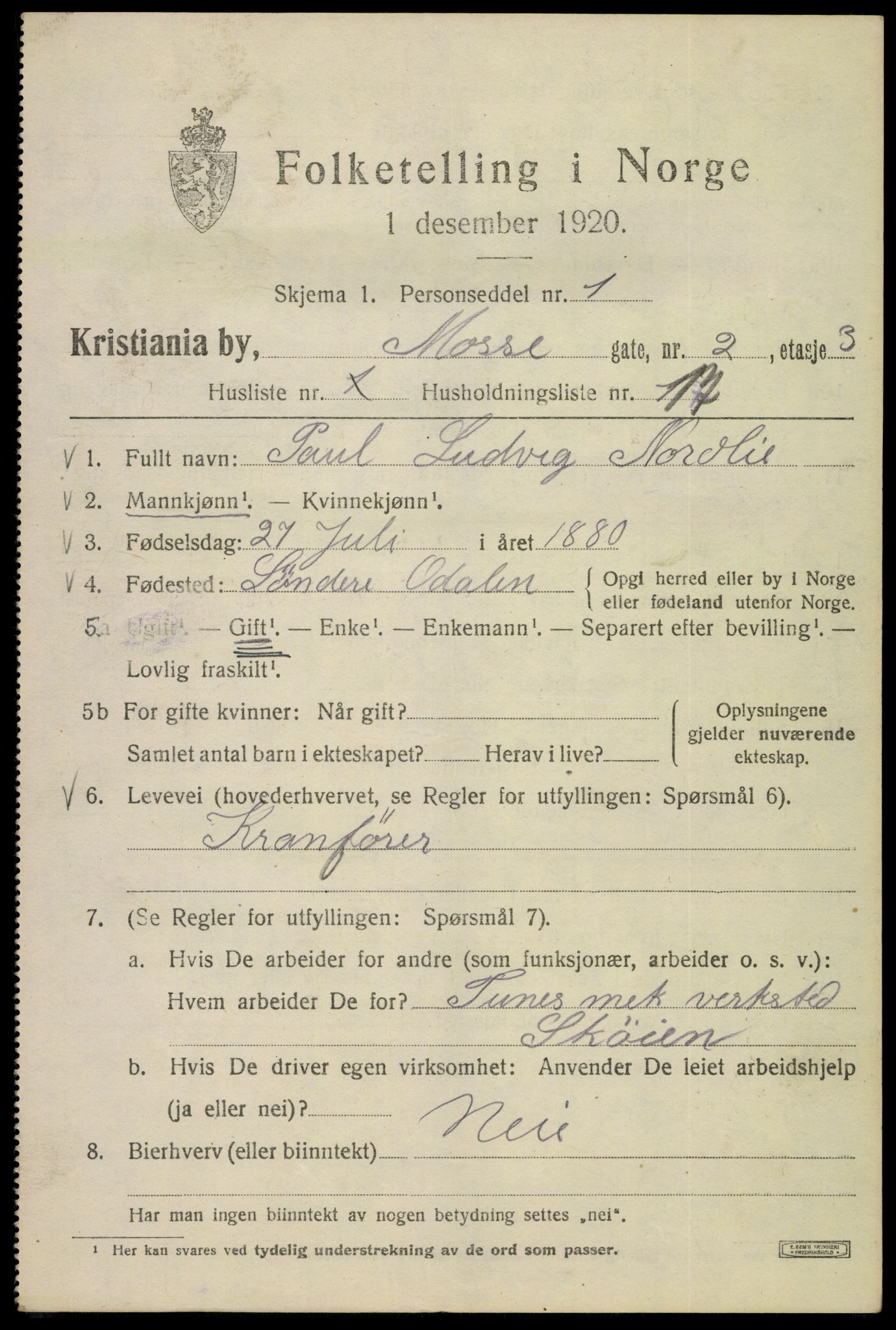 SAO, 1920 census for Kristiania, 1920, p. 396841