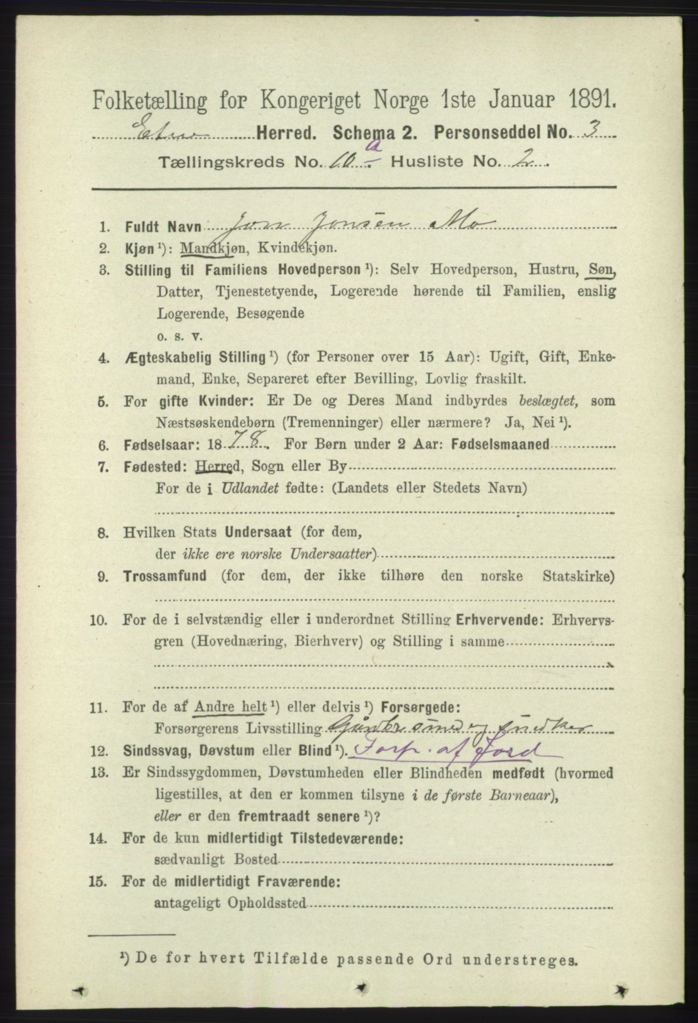 RA, 1891 census for 1211 Etne, 1891, p. 1867