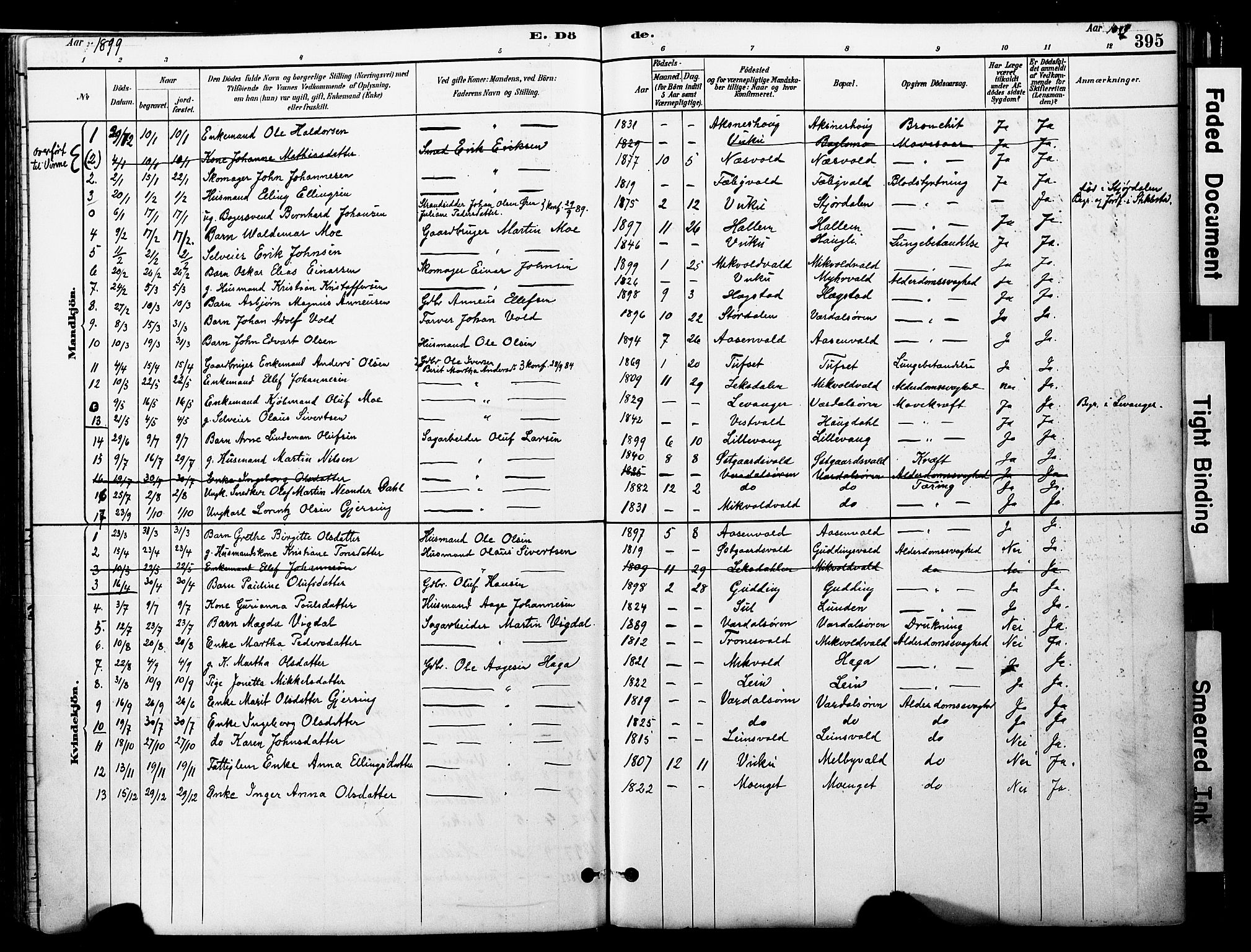 Ministerialprotokoller, klokkerbøker og fødselsregistre - Nord-Trøndelag, SAT/A-1458/723/L0244: Parish register (official) no. 723A13, 1881-1899, p. 395