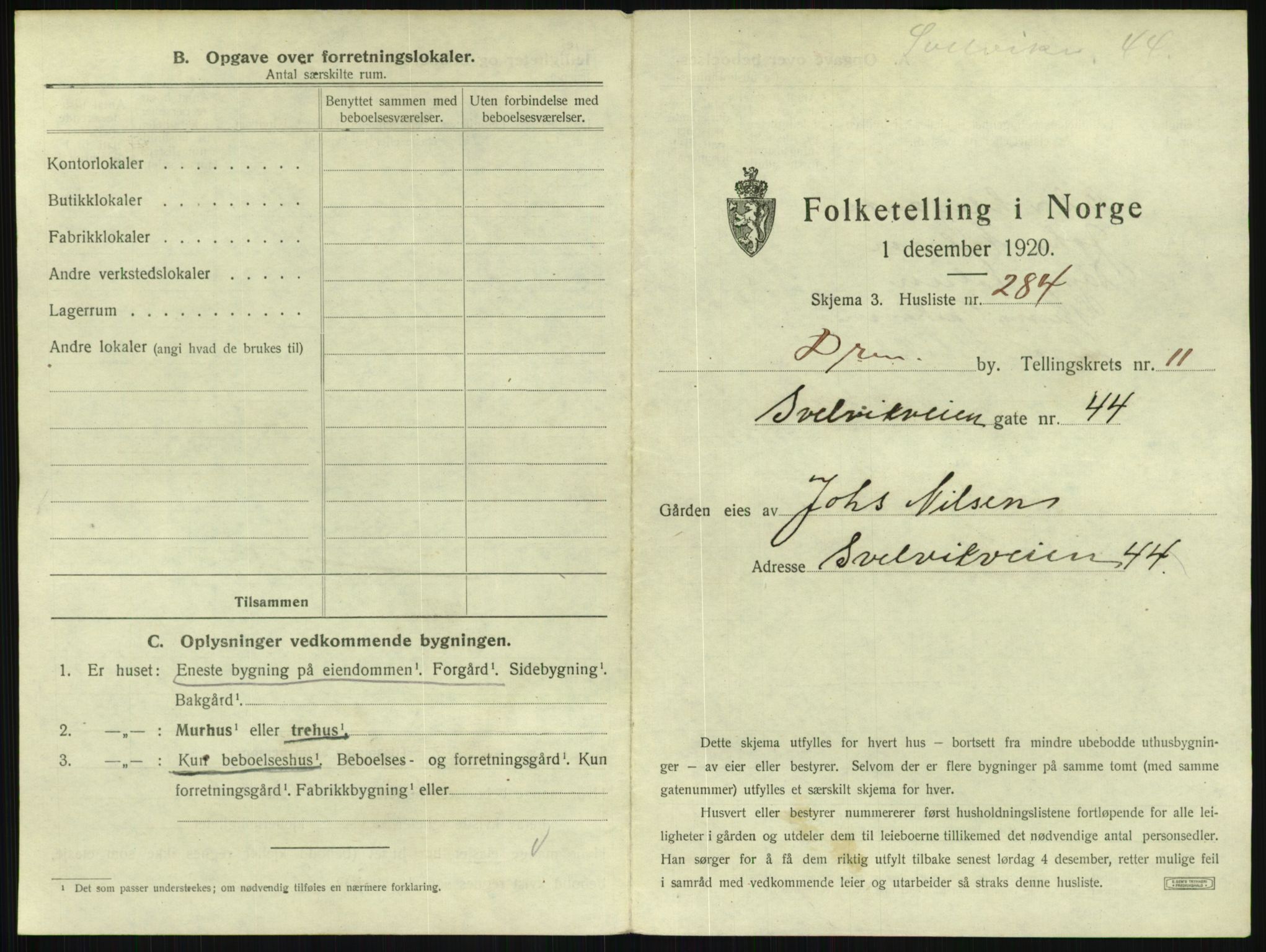 SAKO, 1920 census for Drammen, 1920, p. 5712