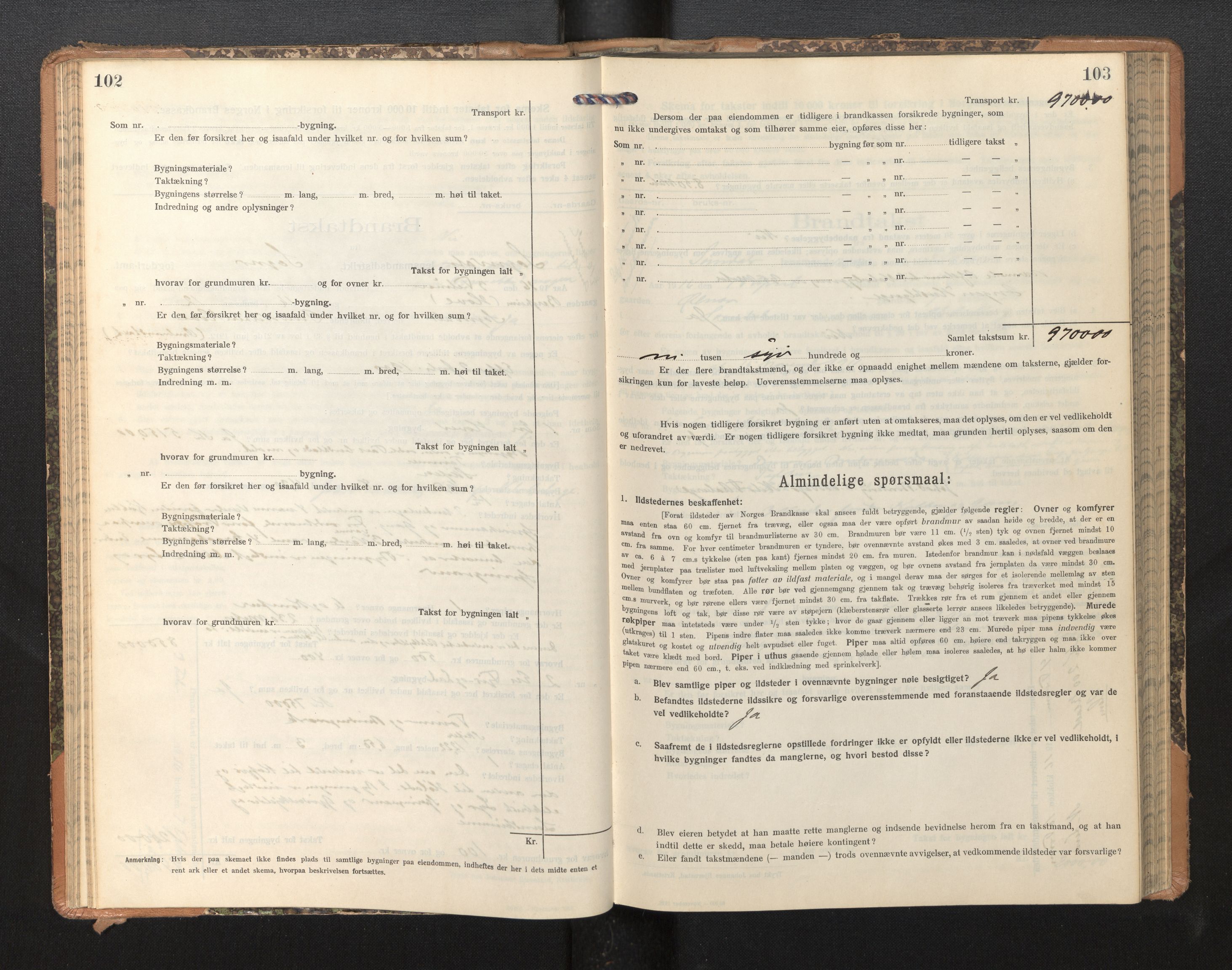 Lensmannen i Sogndal, SAB/A-29901/0012/L0011: Branntakstprotokoll, skjematakst, 1914-1922, p. 102-103
