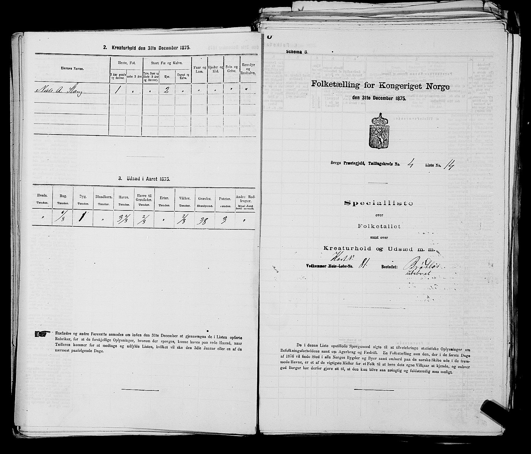 RA, 1875 census for 0116P Berg, 1875, p. 470