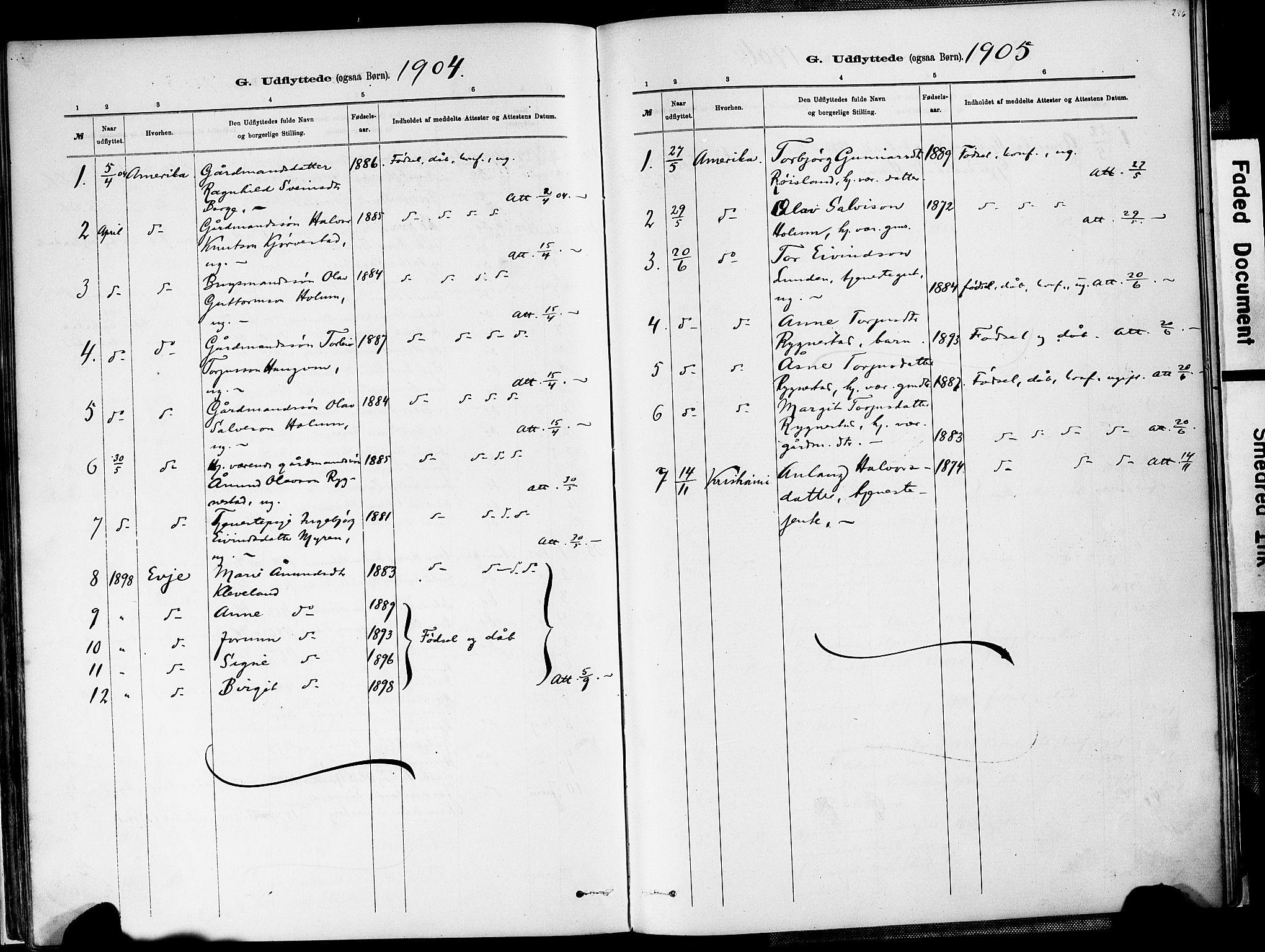 Valle sokneprestkontor, AV/SAK-1111-0044/F/Fa/Fac/L0009: Parish register (official) no. A 9, 1882-1913, p. 256