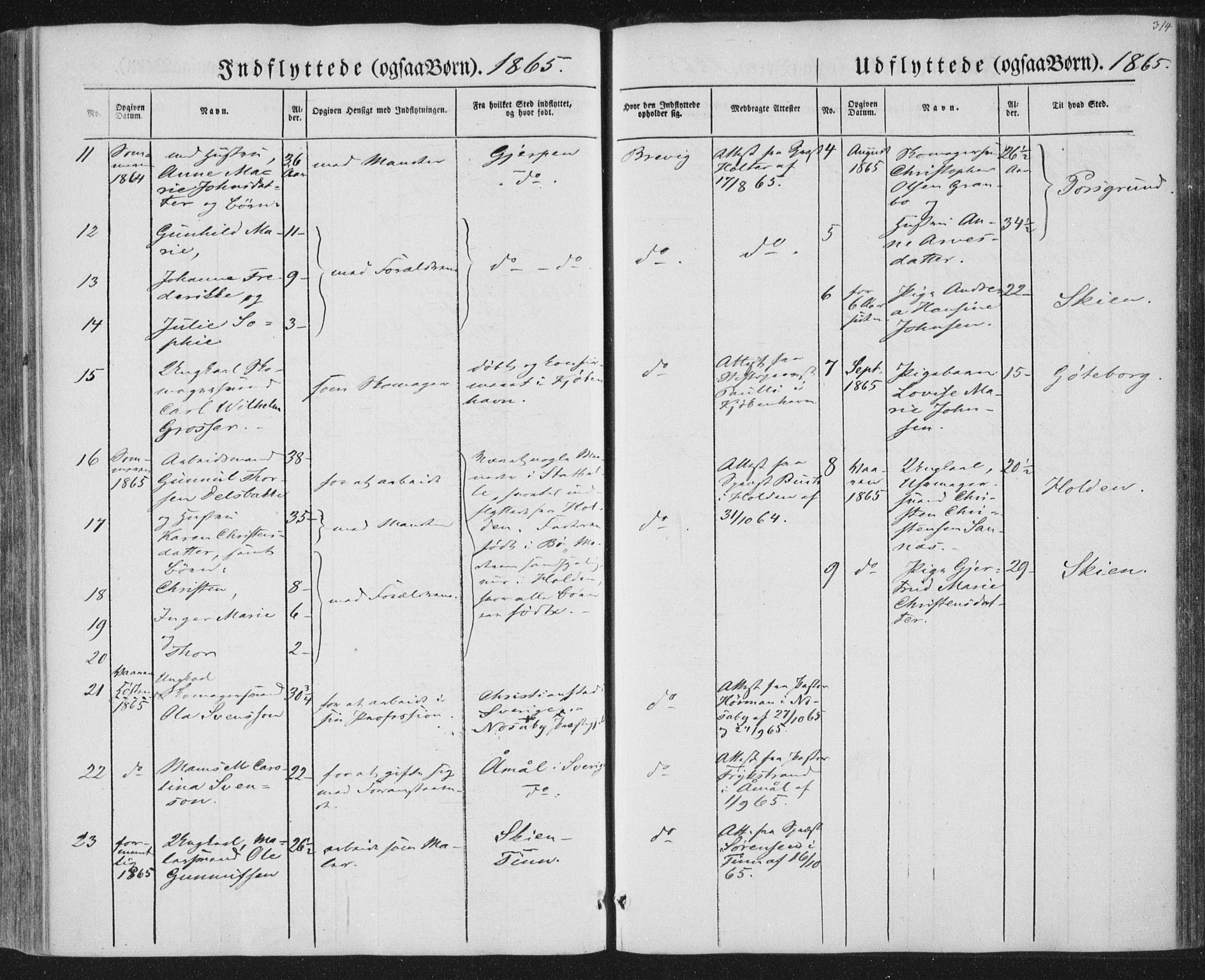 Brevik kirkebøker, SAKO/A-255/F/Fa/L0005: Parish register (official) no. 5, 1847-1865, p. 314