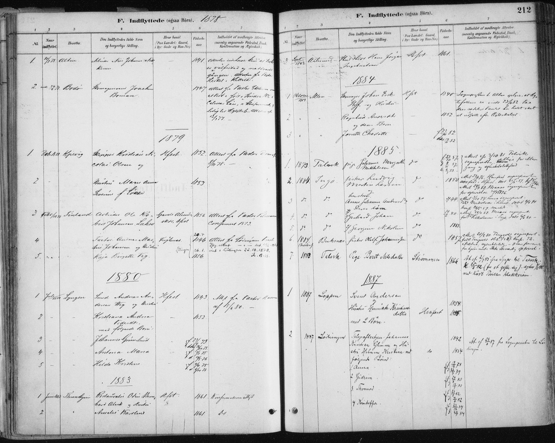 Hammerfest sokneprestkontor, SATØ/S-1347/H/Ha/L0008.kirke: Parish register (official) no. 8, 1878-1889, p. 212