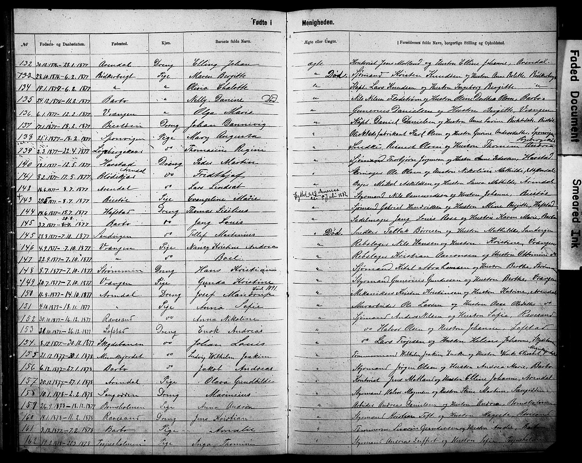 Metodistmenigheten, Arendal, AV/SAK-1292-0011/F/Fa/L0002: Dissenter register no. F-3, 1867-1884