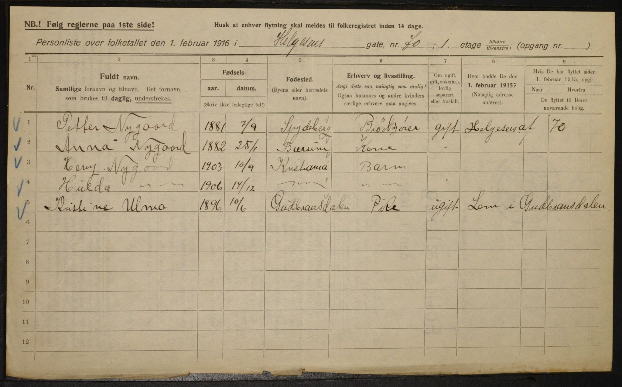 OBA, Municipal Census 1916 for Kristiania, 1916, p. 39089