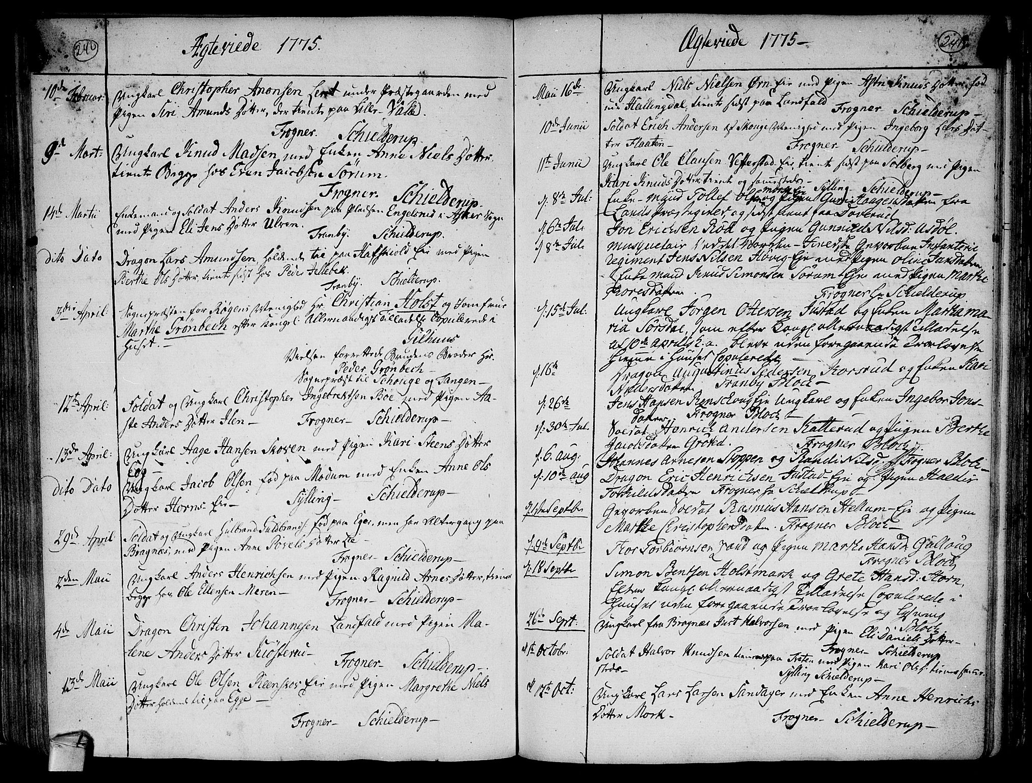 Lier kirkebøker, AV/SAKO-A-230/F/Fa/L0005: Parish register (official) no. I 5, 1764-1777, p. 240-241