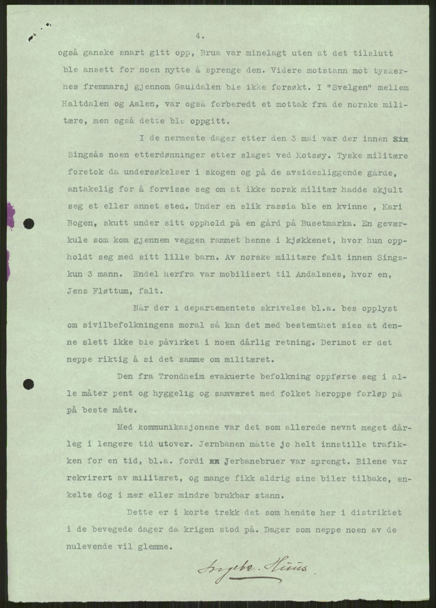 Forsvaret, Forsvarets krigshistoriske avdeling, AV/RA-RAFA-2017/Y/Ya/L0016: II-C-11-31 - Fylkesmenn.  Rapporter om krigsbegivenhetene 1940., 1940, p. 123