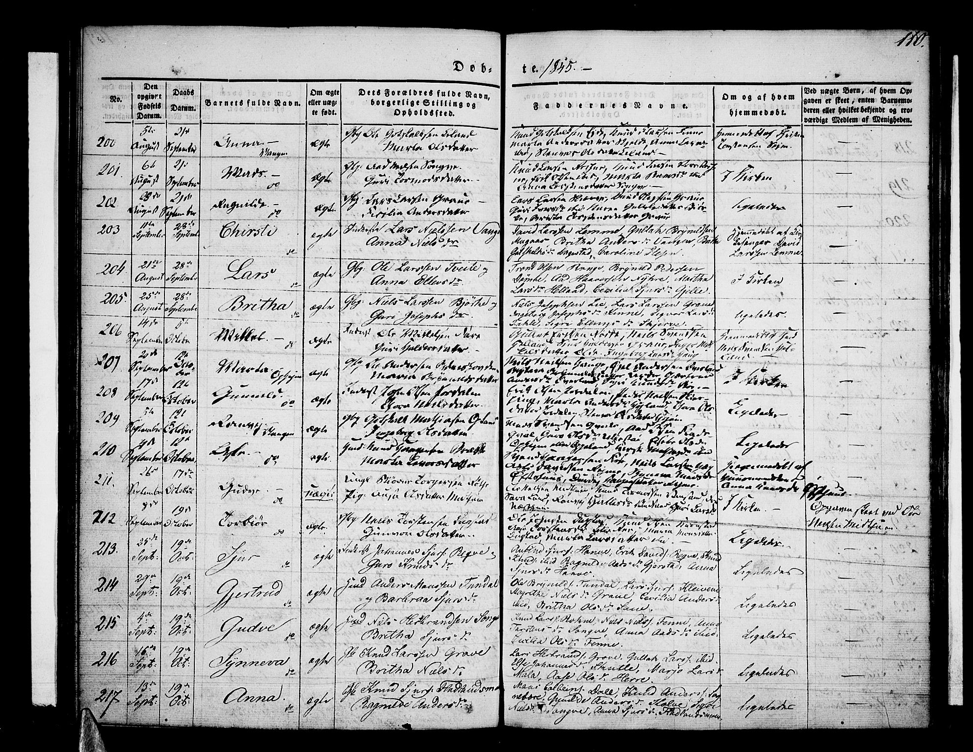 Voss sokneprestembete, AV/SAB-A-79001/H/Haa: Parish register (official) no. A 13, 1836-1851, p. 110