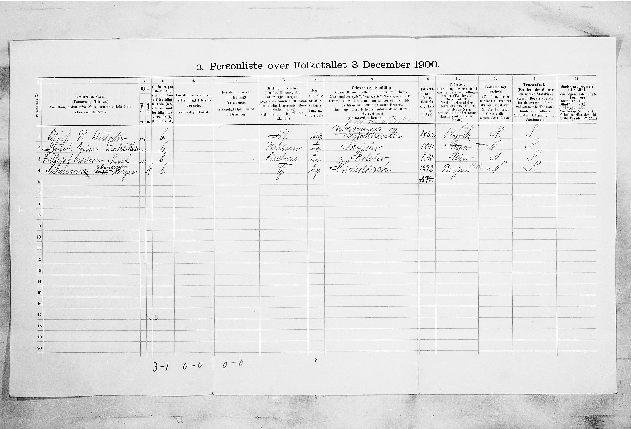 SAKO, 1900 census for Skien, 1900, p. 771