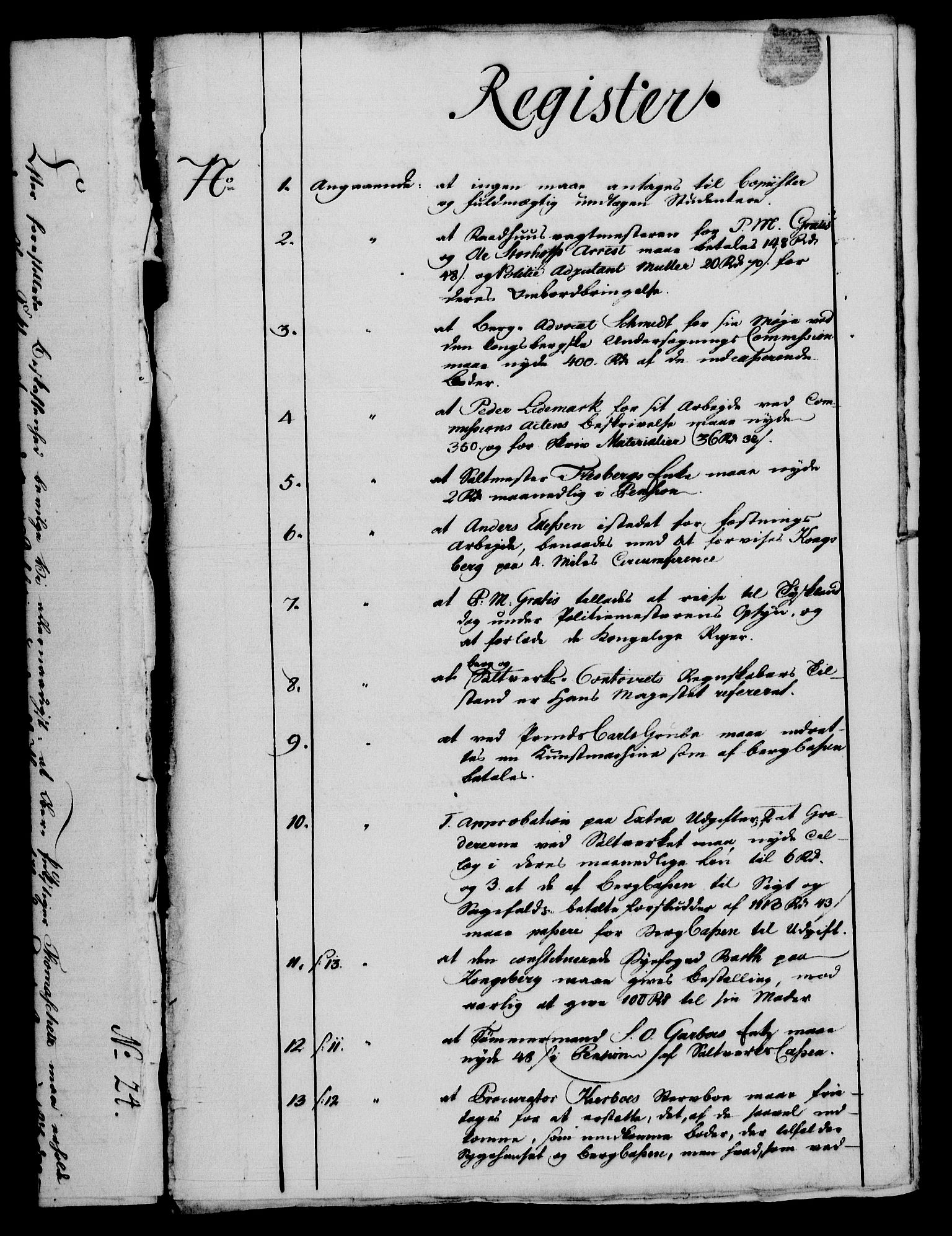 Rentekammeret, Renteskriverkontorene, AV/RA-EA-3115/M/Mf/Mfa/L0001: Resolusjonsprotokoll med register (merket RK 54.1), 1774-1777