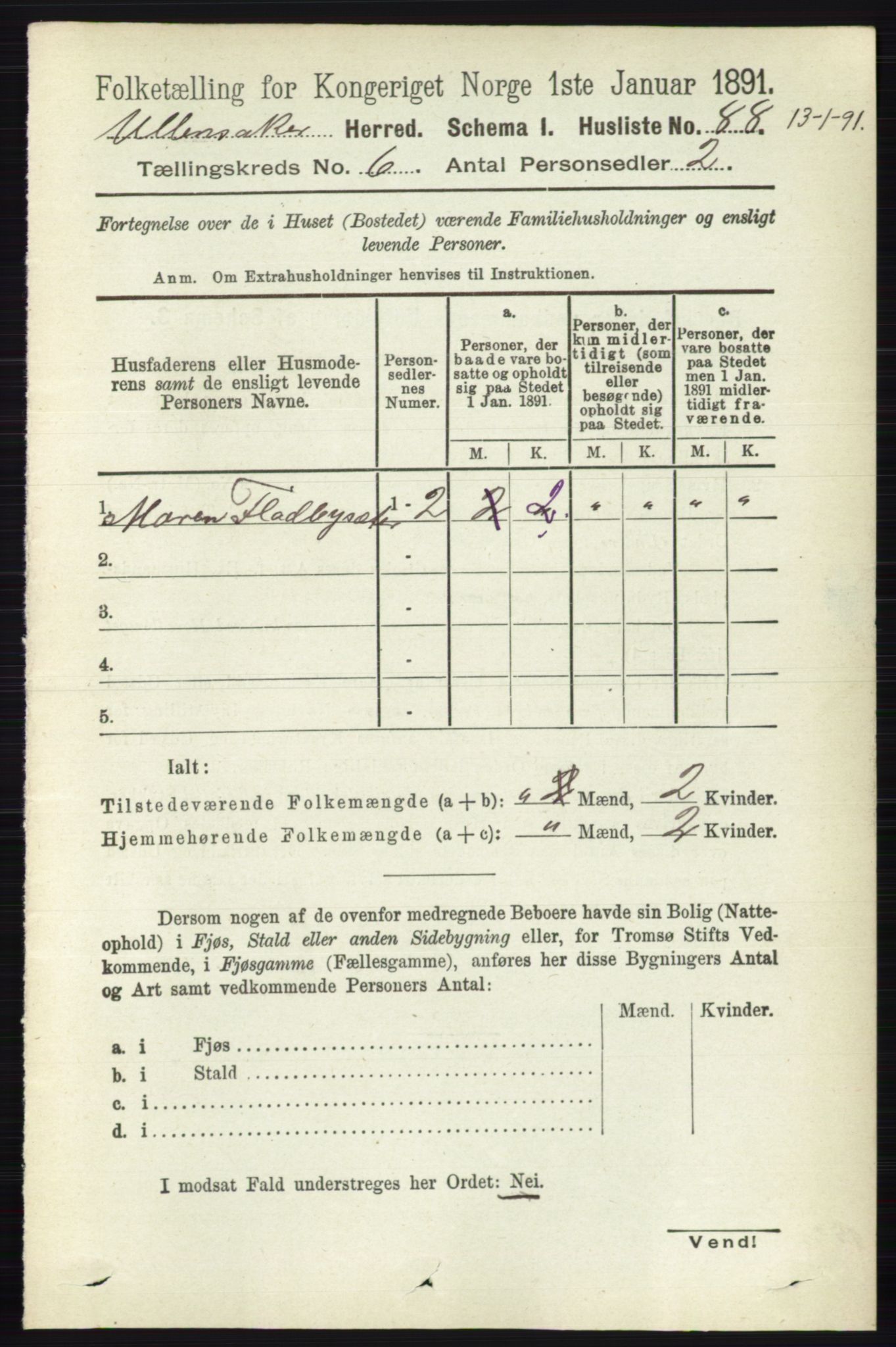 RA, 1891 census for 0235 Ullensaker, 1891, p. 2525