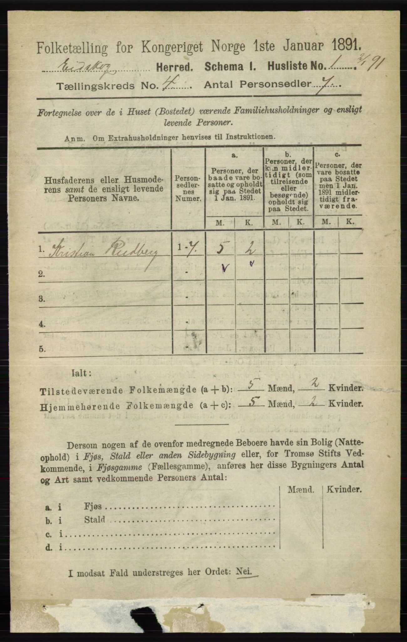 RA, 1891 census for 0420 Eidskog, 1891, p. 1521