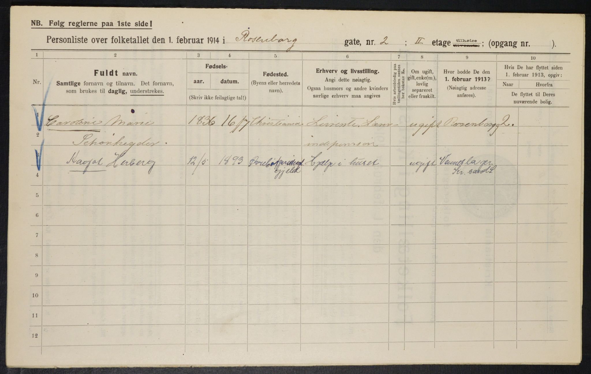 OBA, Municipal Census 1914 for Kristiania, 1914, p. 83309