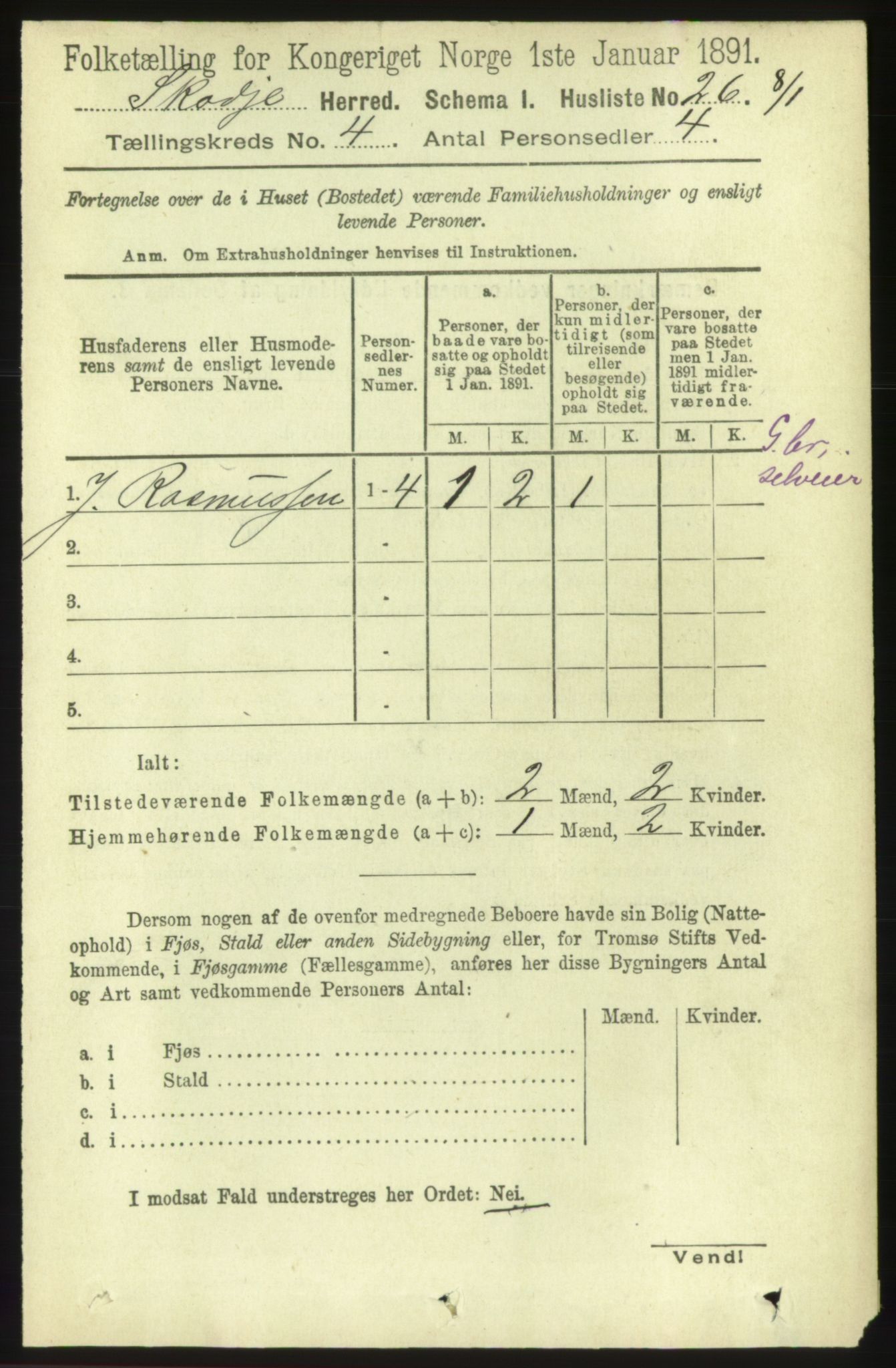 RA, 1891 census for 1529 Skodje, 1891, p. 585