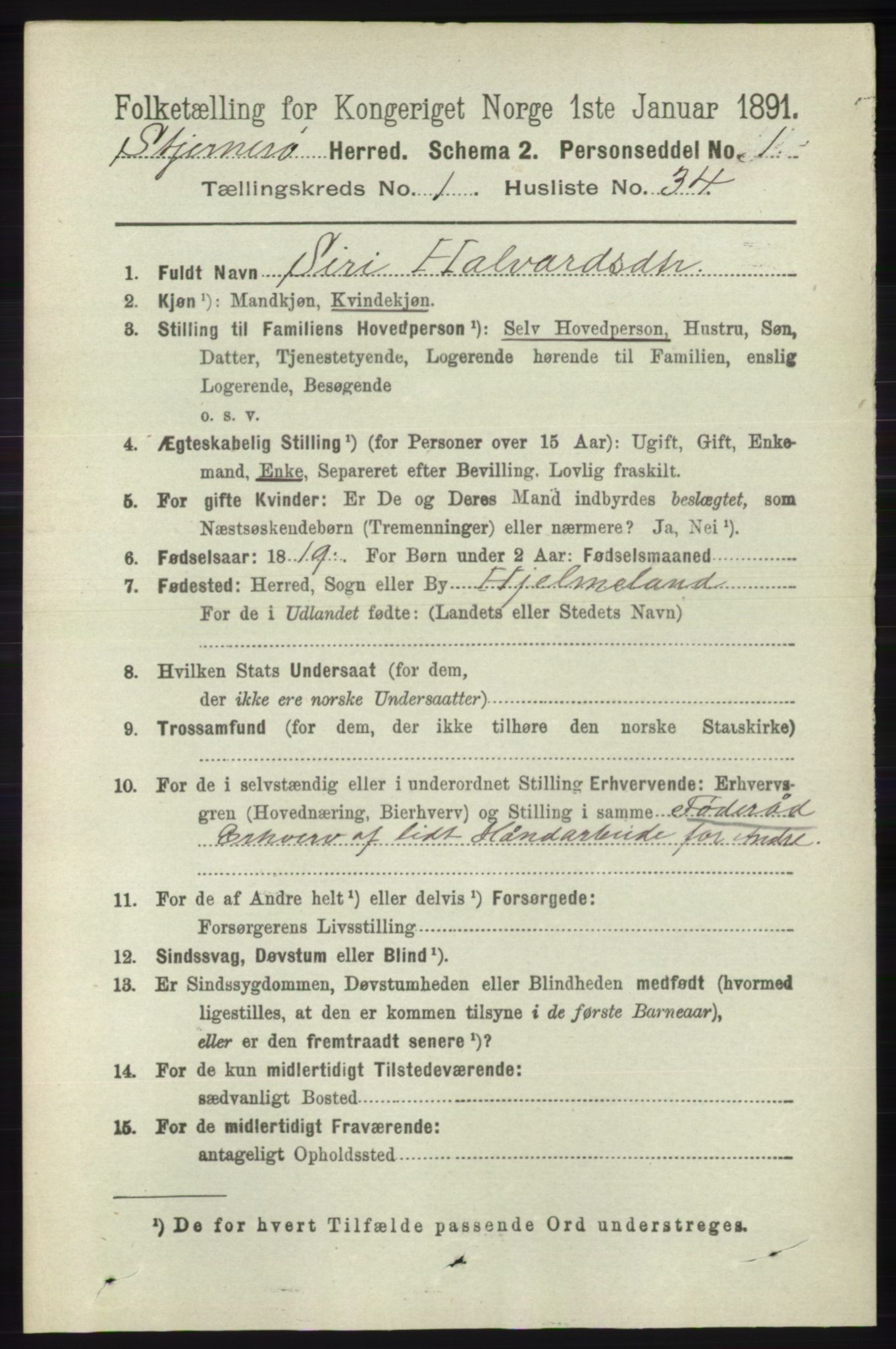 RA, 1891 census for 1140 Sjernarøy, 1891, p. 211