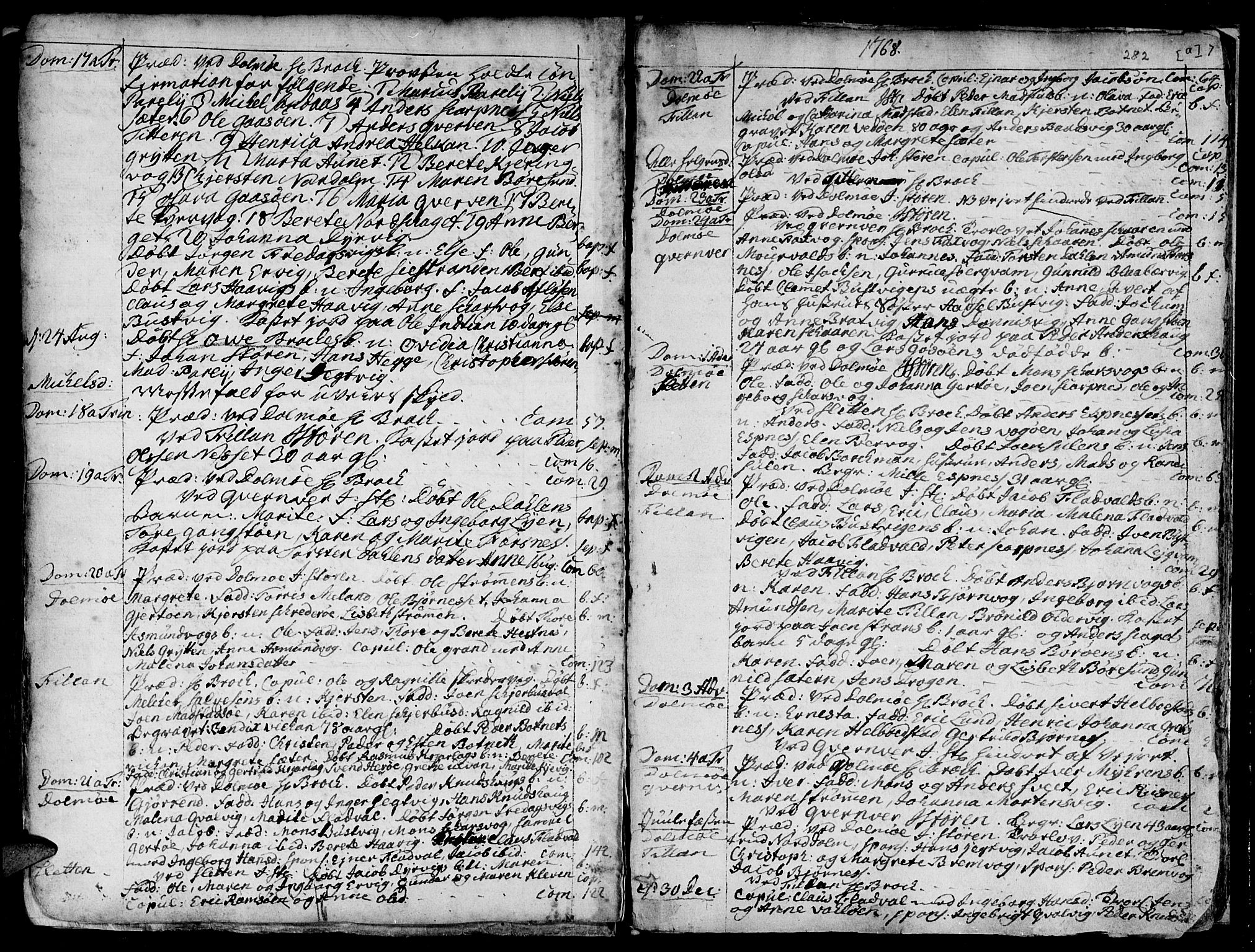 Ministerialprotokoller, klokkerbøker og fødselsregistre - Sør-Trøndelag, SAT/A-1456/634/L0525: Parish register (official) no. 634A01, 1736-1775, p. 282