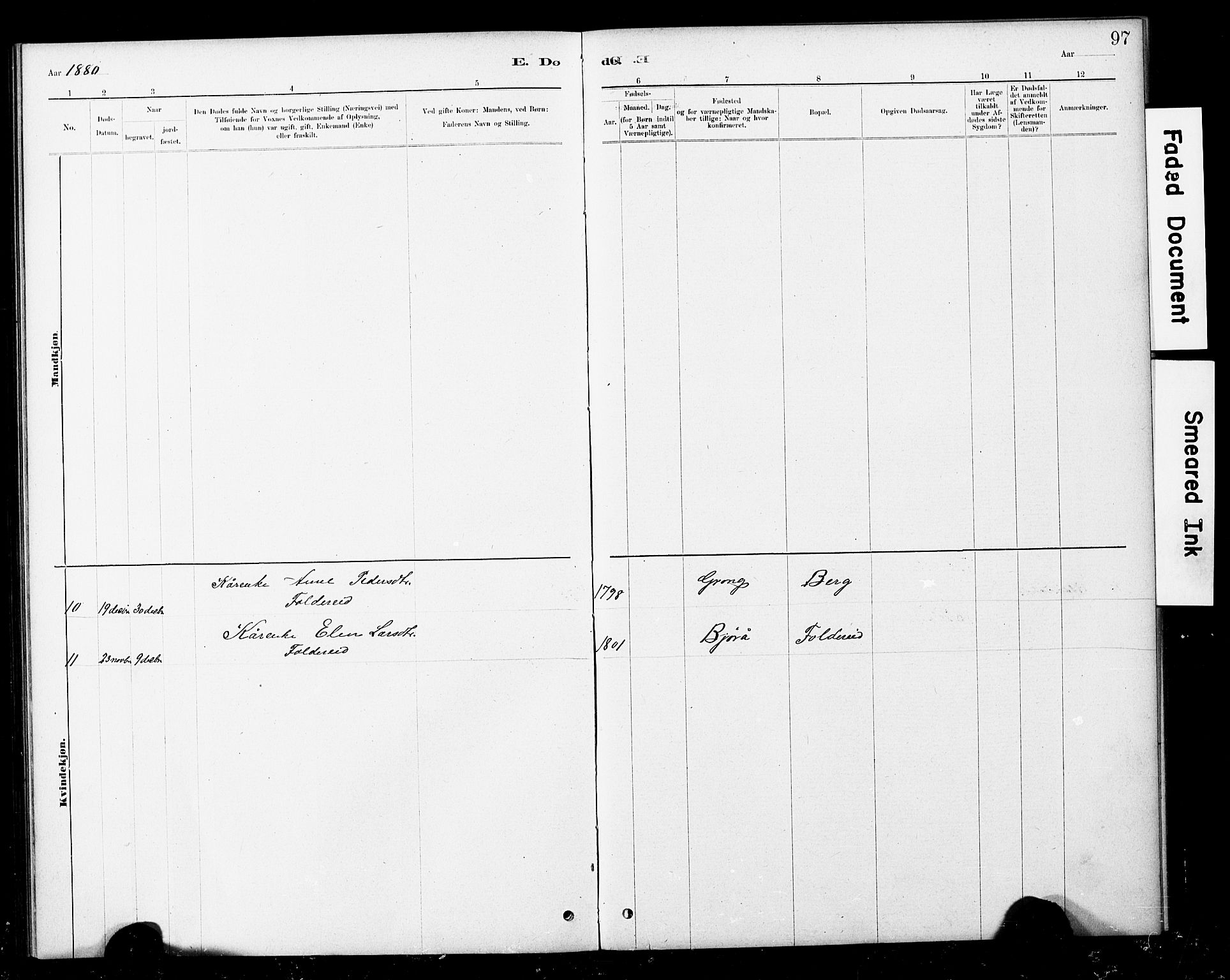 Ministerialprotokoller, klokkerbøker og fødselsregistre - Nord-Trøndelag, SAT/A-1458/783/L0661: Parish register (copy) no. 783C01, 1878-1893, p. 97