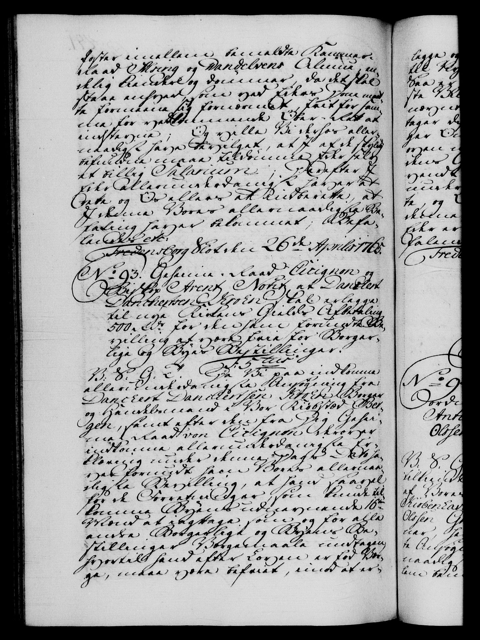 Danske Kanselli 1572-1799, RA/EA-3023/F/Fc/Fca/Fcab/L0037: Norske tegnelser, 1762-1766, p. 491b