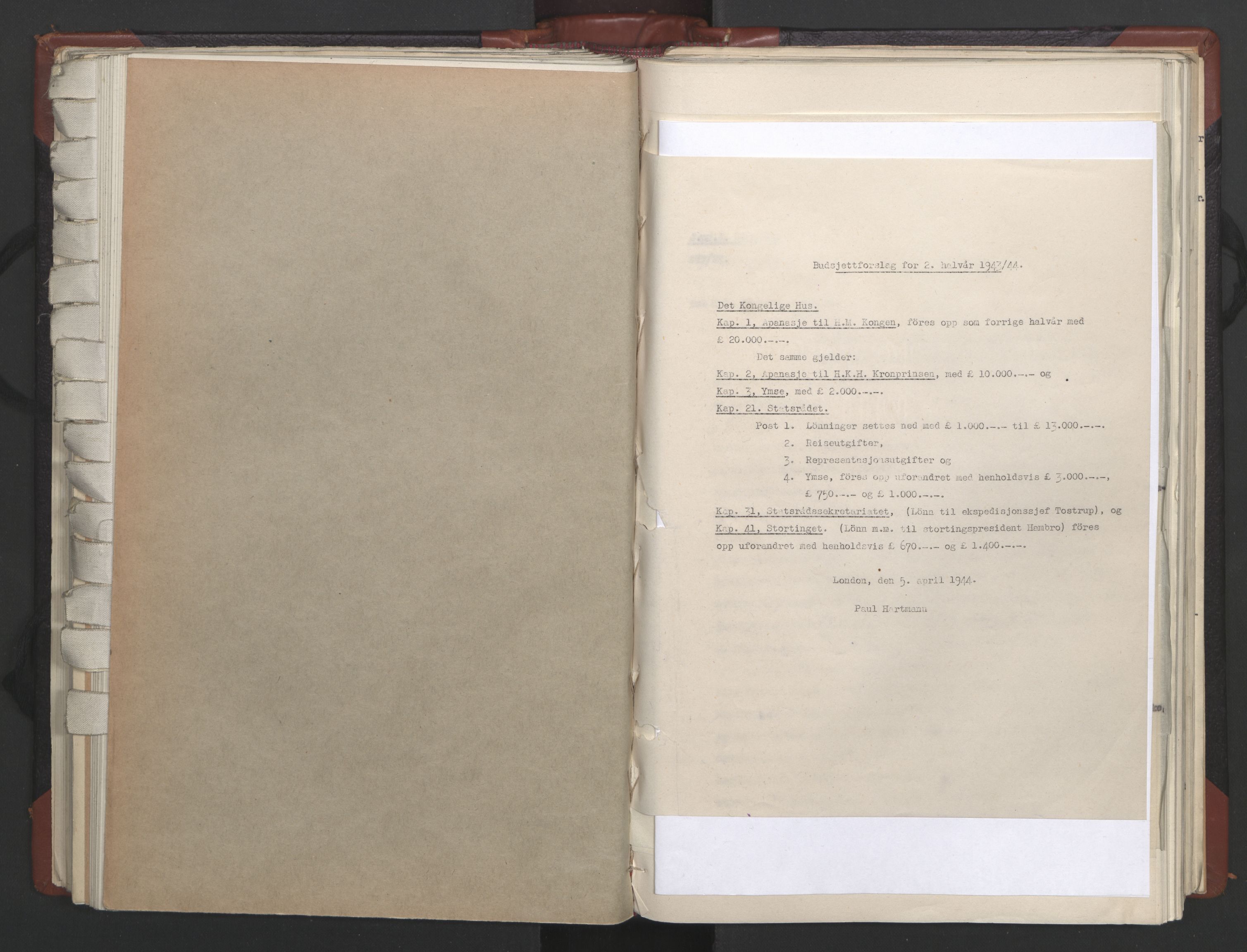 Statsrådssekretariatet, AV/RA-S-1001/A/Ac/L0124: Kgl. res. 14/1-30/6, 1944, p. 233