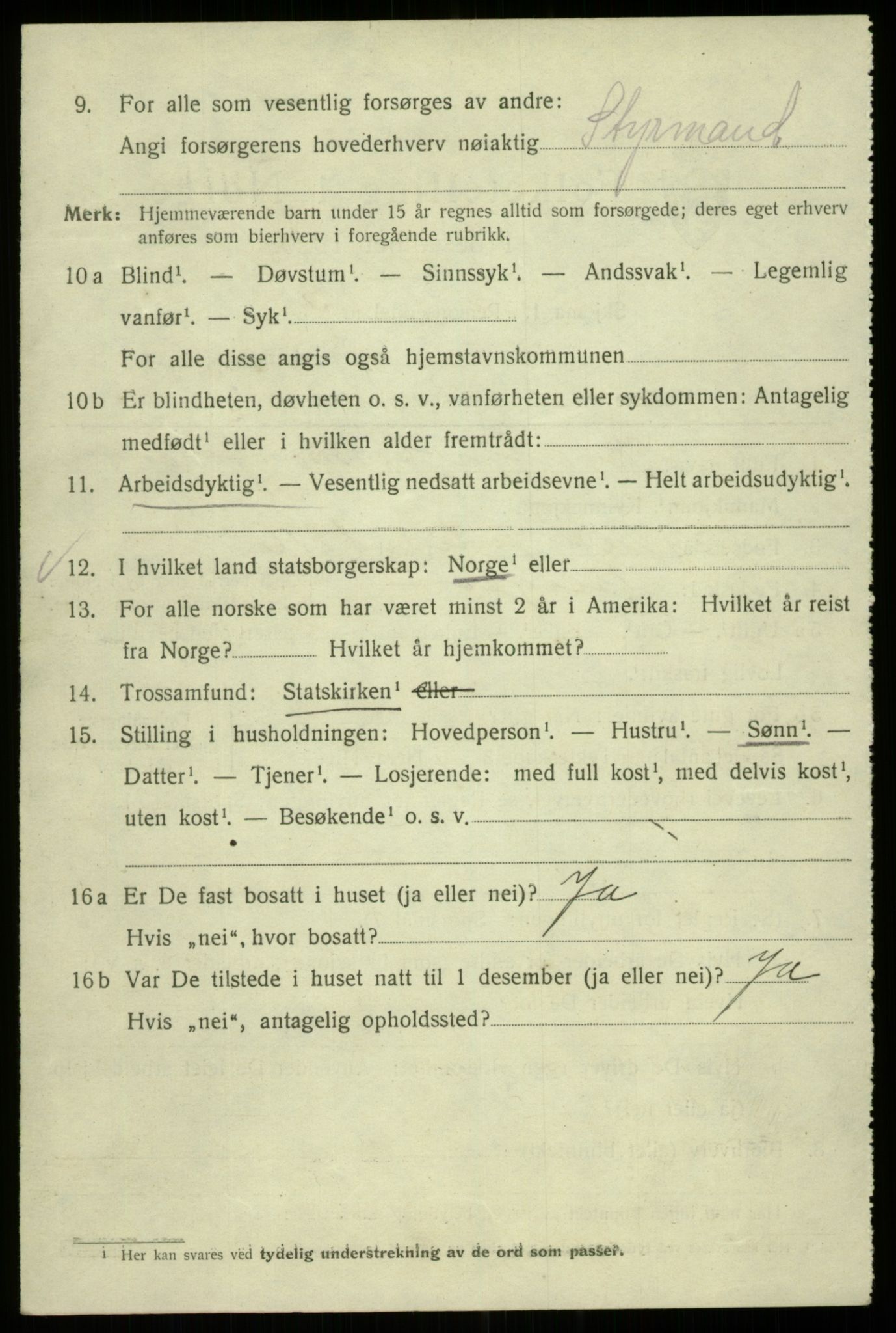 SAB, 1920 census for Bergen, 1920, p. 94716