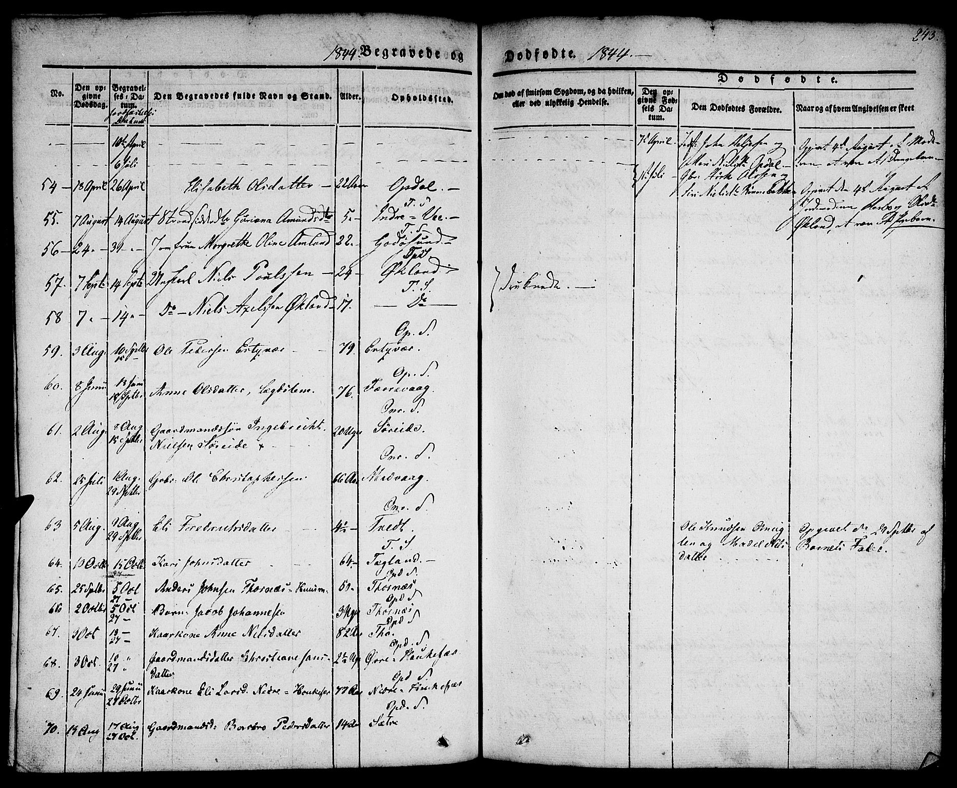 Tysnes sokneprestembete, AV/SAB-A-78601/H/Haa: Parish register (official) no. A 9, 1837-1848, p. 243