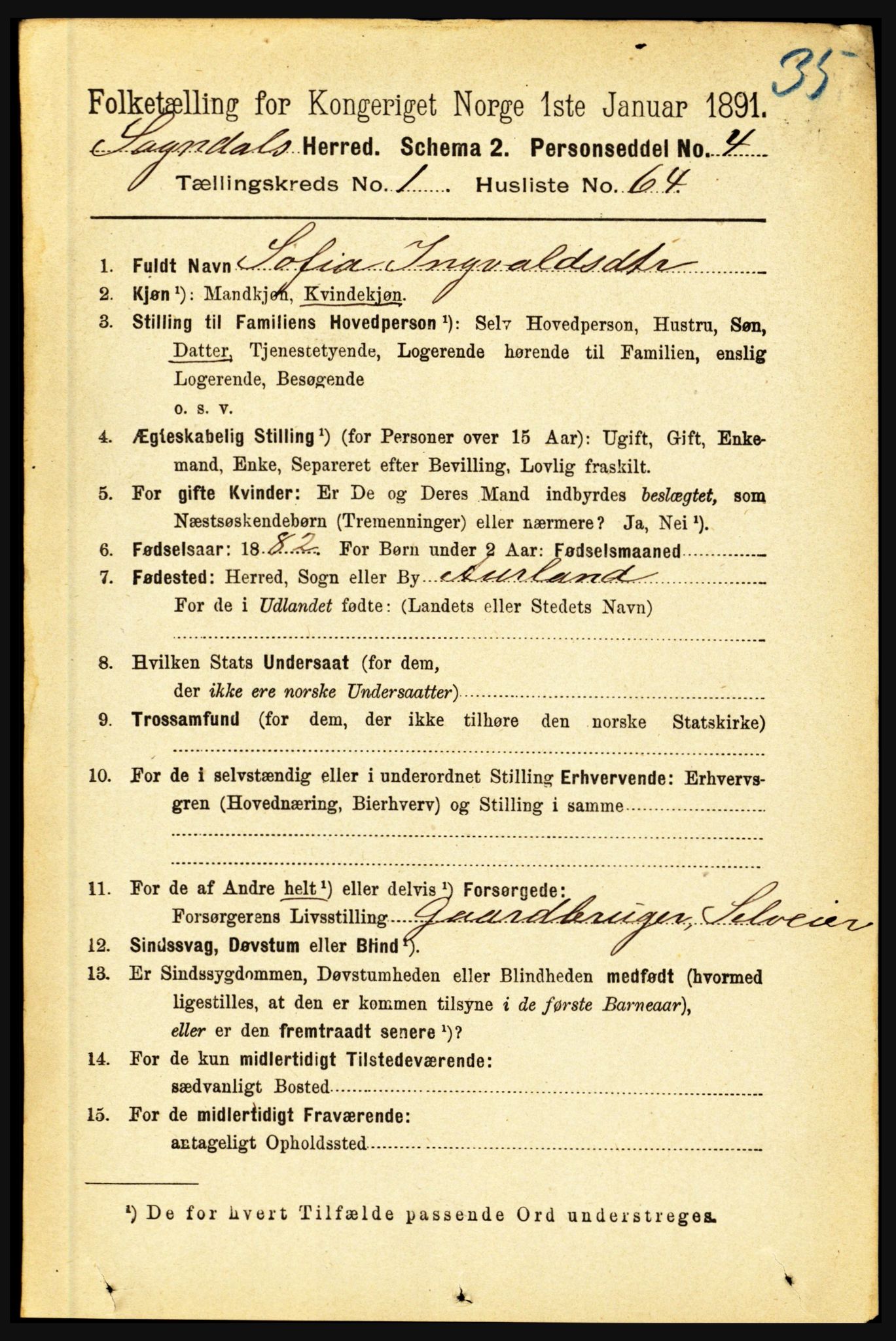 RA, 1891 census for 1420 Sogndal, 1891, p. 430