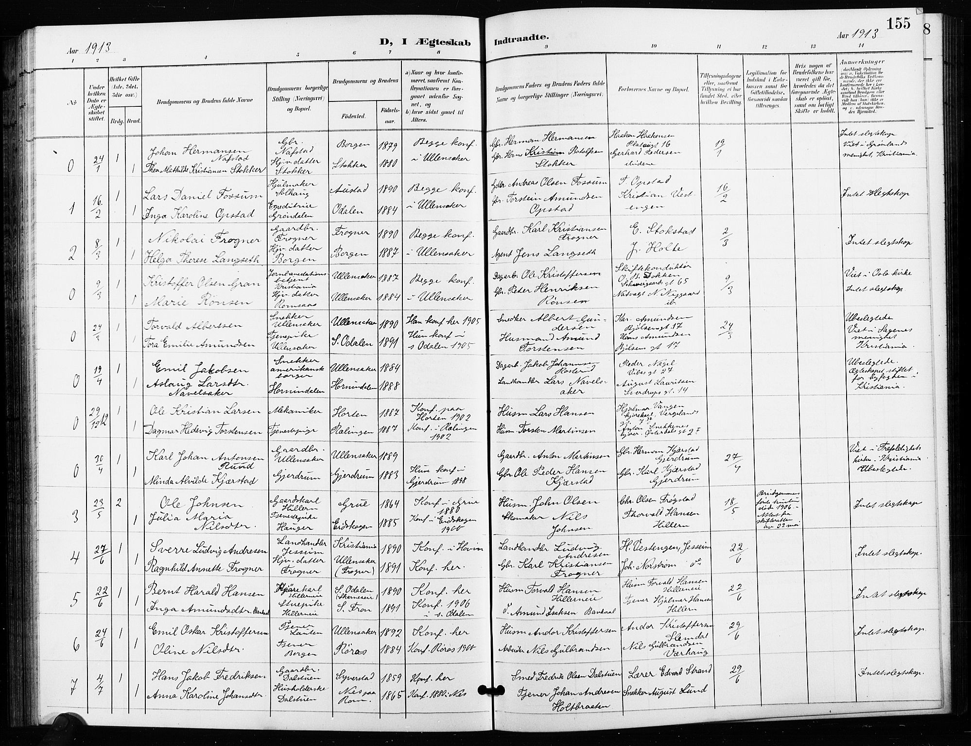 Ullensaker prestekontor Kirkebøker, SAO/A-10236a/G/Ga/L0002: Parish register (copy) no. I 2, 1901-1913, p. 155