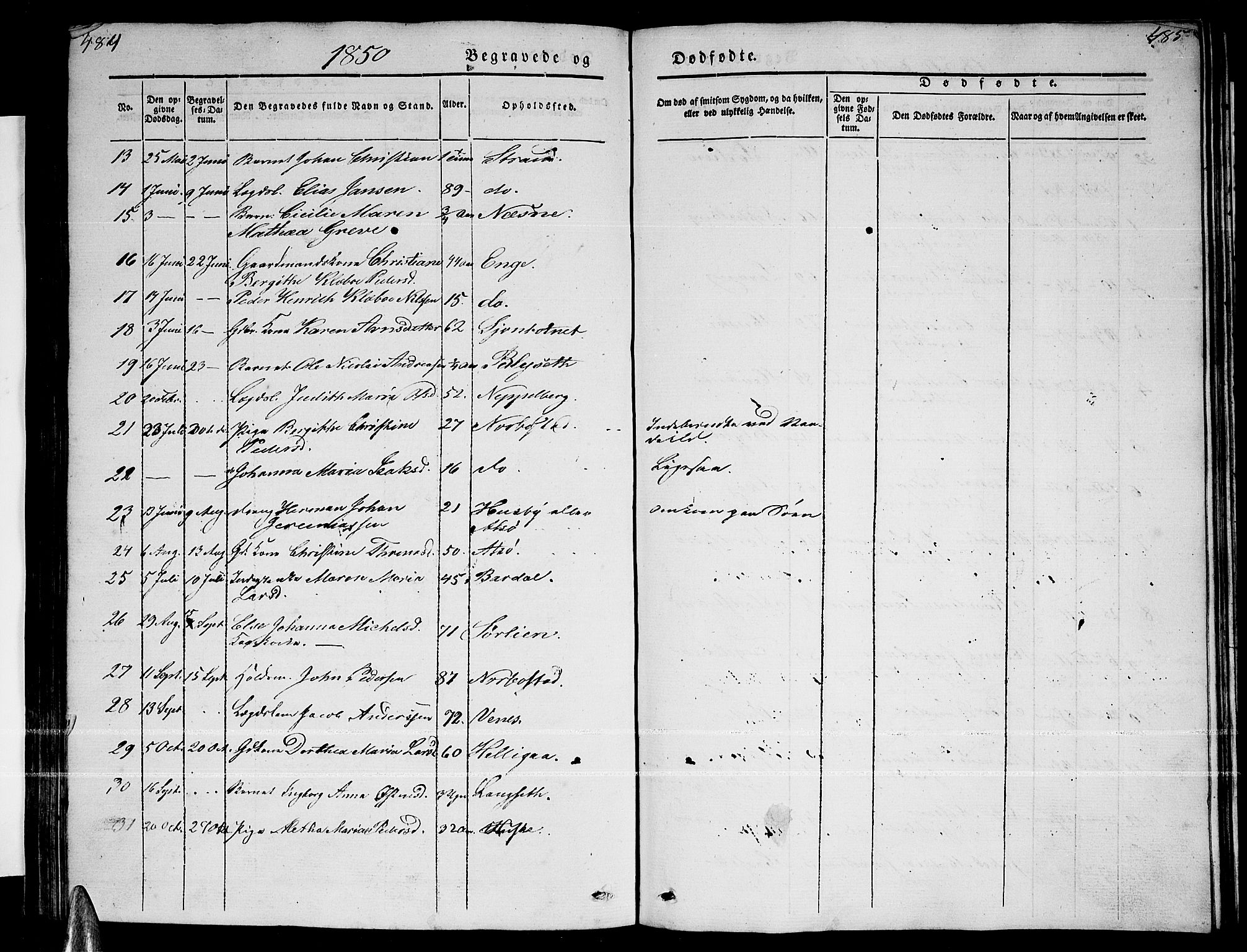 Ministerialprotokoller, klokkerbøker og fødselsregistre - Nordland, AV/SAT-A-1459/838/L0555: Parish register (copy) no. 838C02, 1842-1861, p. 484-485