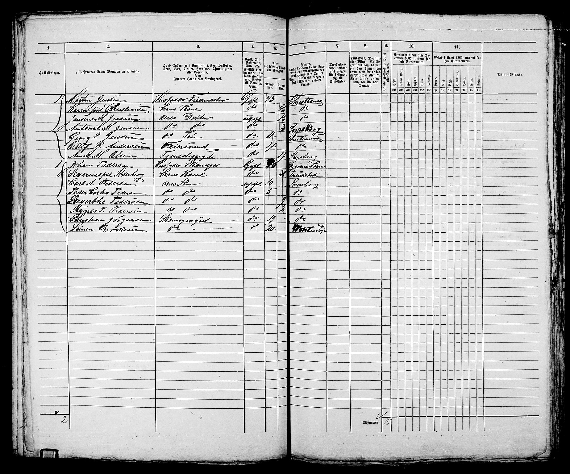 RA, 1865 census for Sarpsborg, 1865, p. 254