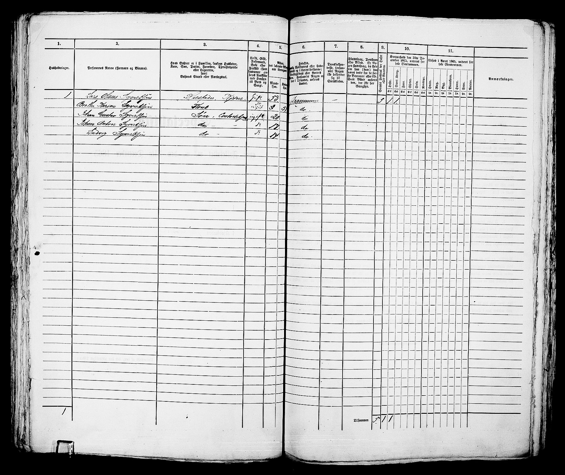 RA, 1865 census for Bragernes in Drammen, 1865, p. 260