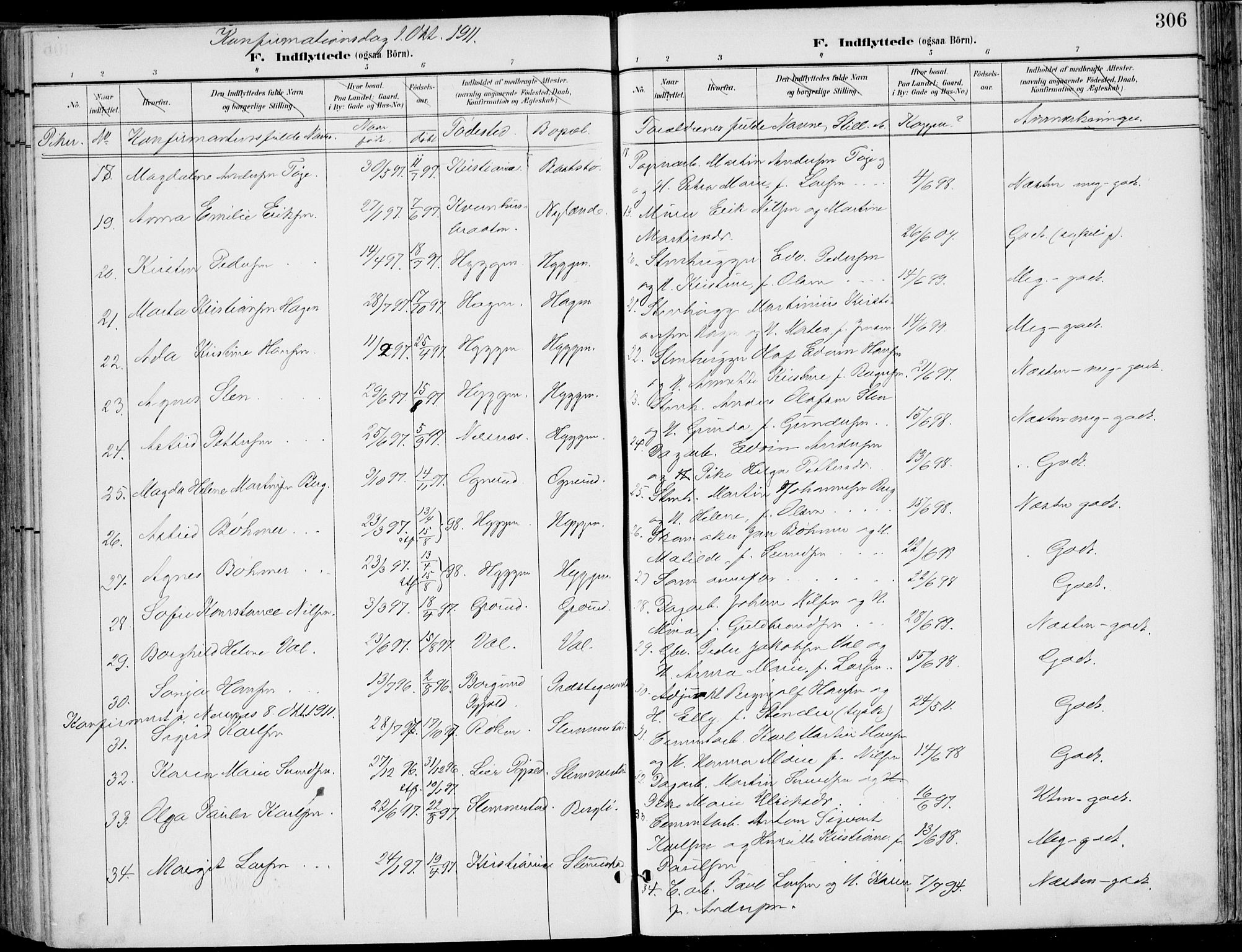 Røyken kirkebøker, AV/SAKO-A-241/F/Fa/L0009: Parish register (official) no. 9, 1898-1911, p. 306