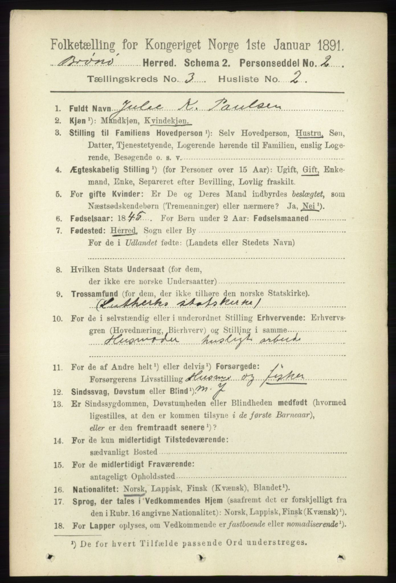 RA, 1891 census for 1814 Brønnøy, 1891, p. 1295