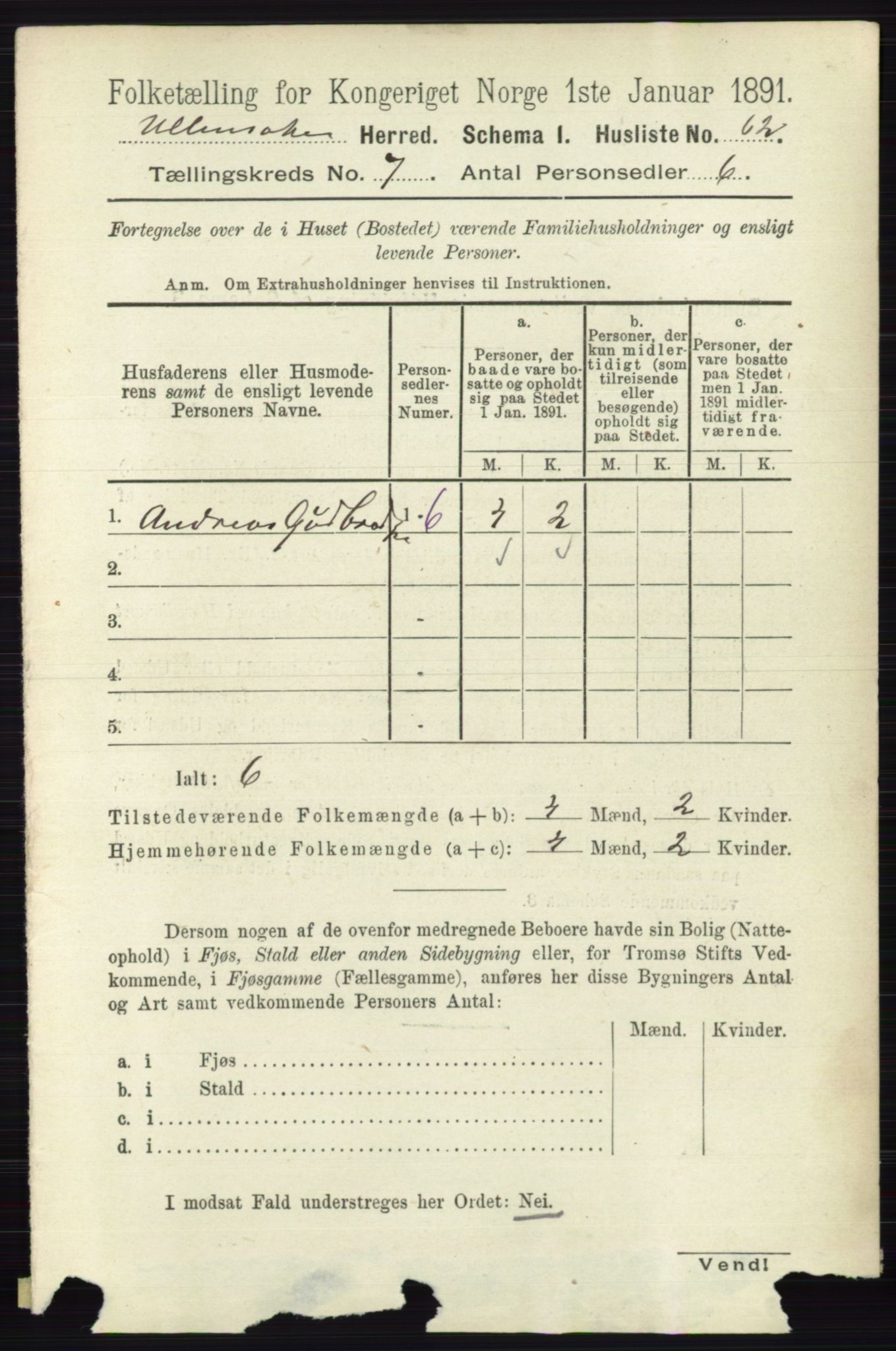 RA, 1891 census for 0235 Ullensaker, 1891, p. 3063