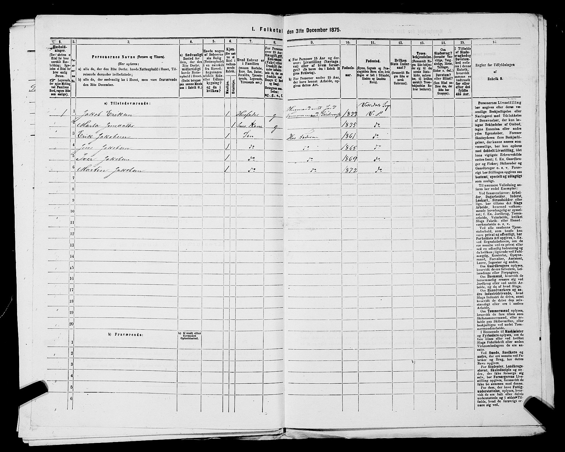 SAST, 1875 census for 1157P Vikedal, 1875, p. 934