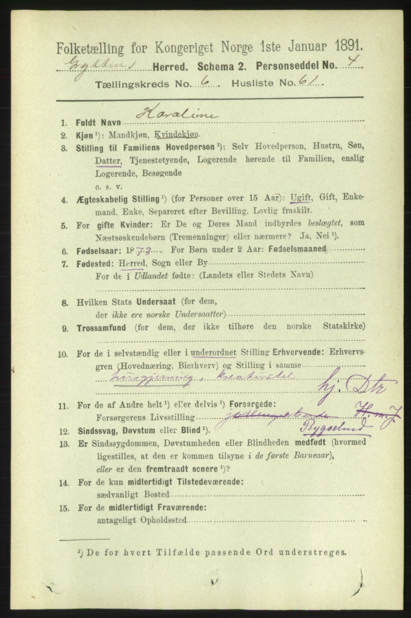 RA, 1891 census for 1539 Grytten, 1891, p. 2810