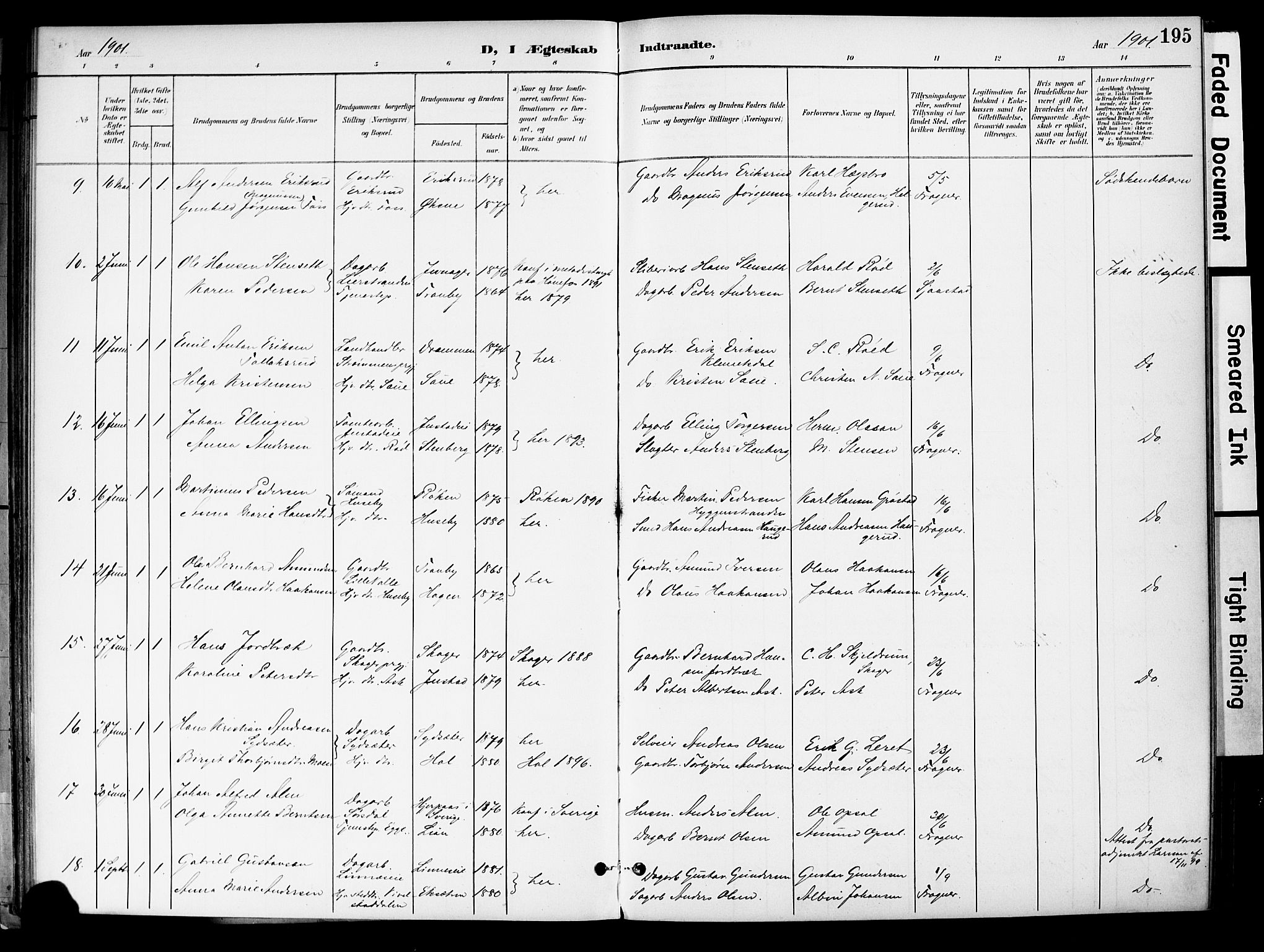 Lier kirkebøker, SAKO/A-230/F/Fa/L0017: Parish register (official) no. I 17, 1901-1908, p. 195