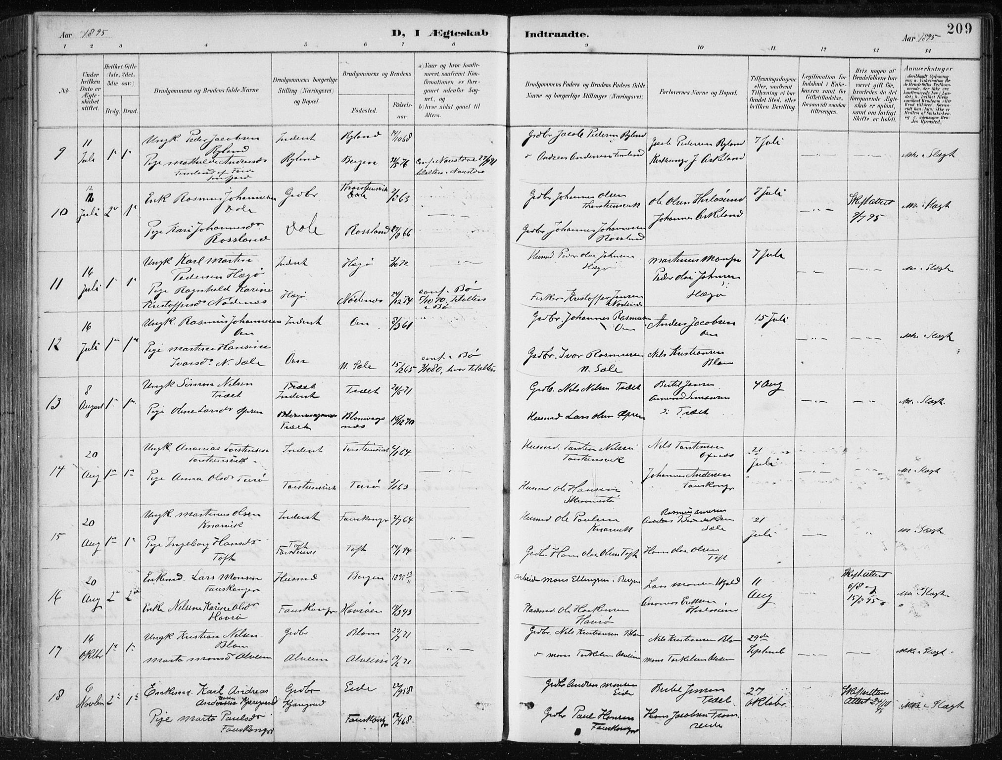 Herdla Sokneprestembete, SAB/A-75701/H/Haa: Parish register (official) no. A 4, 1891-1905, p. 209