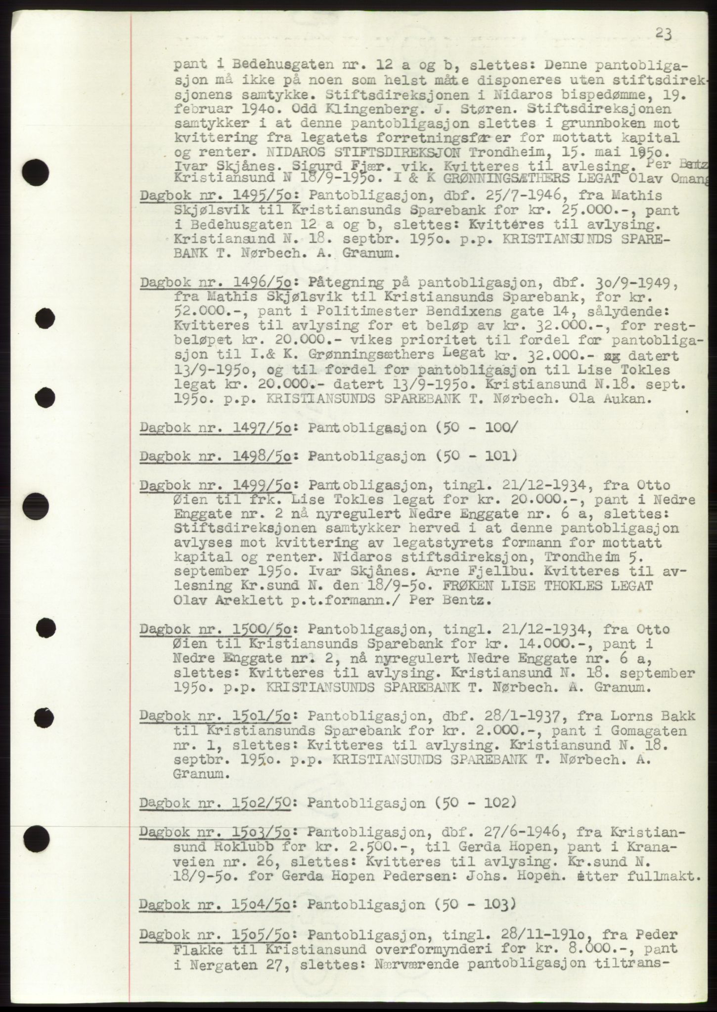 Kristiansund byfogd, AV/SAT-A-4587/A/27: Mortgage book no. 49, 1950-1950, Deed date: 16.09.1950