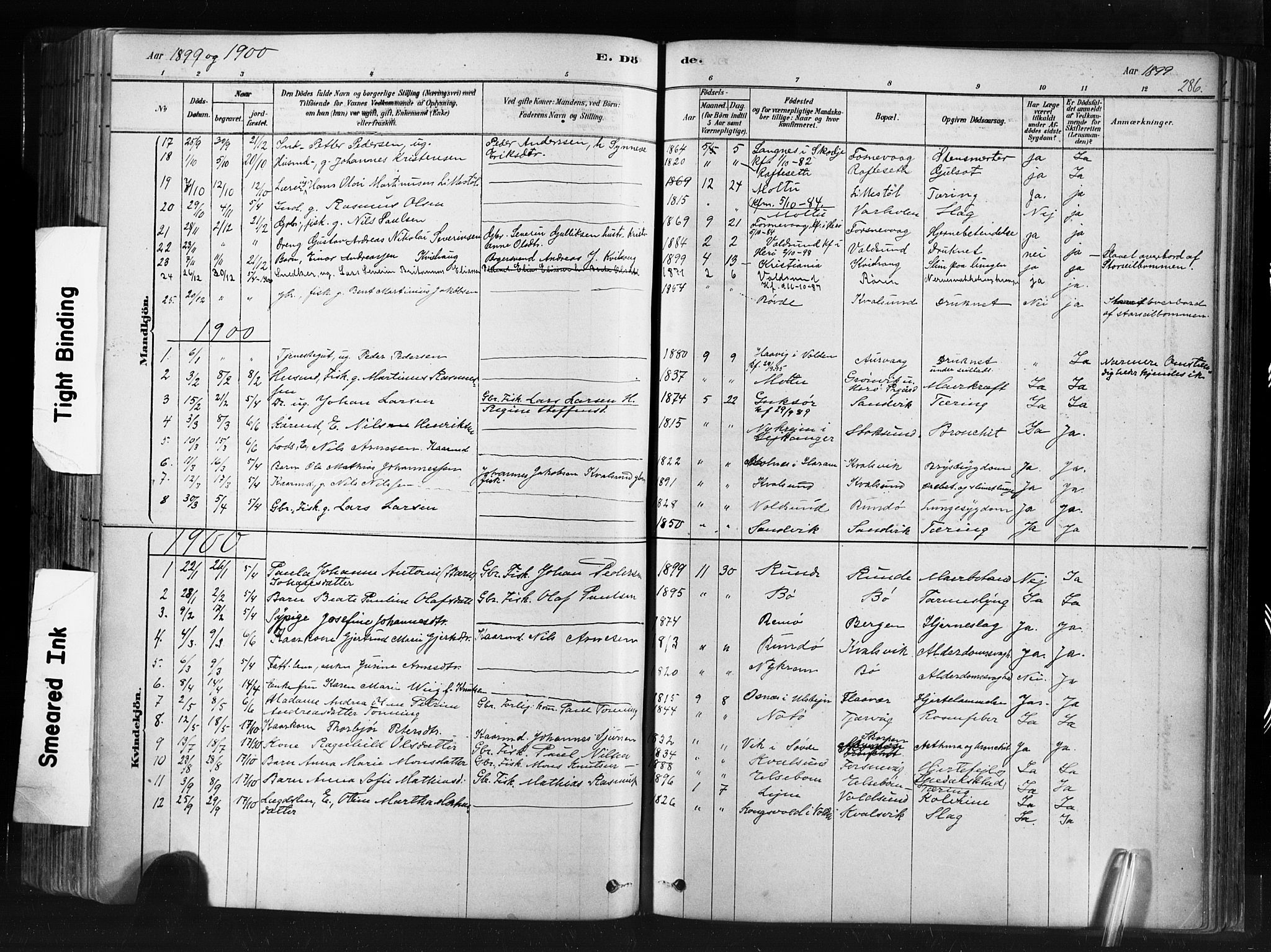 Ministerialprotokoller, klokkerbøker og fødselsregistre - Møre og Romsdal, SAT/A-1454/507/L0073: Parish register (official) no. 507A08, 1878-1904, p. 286